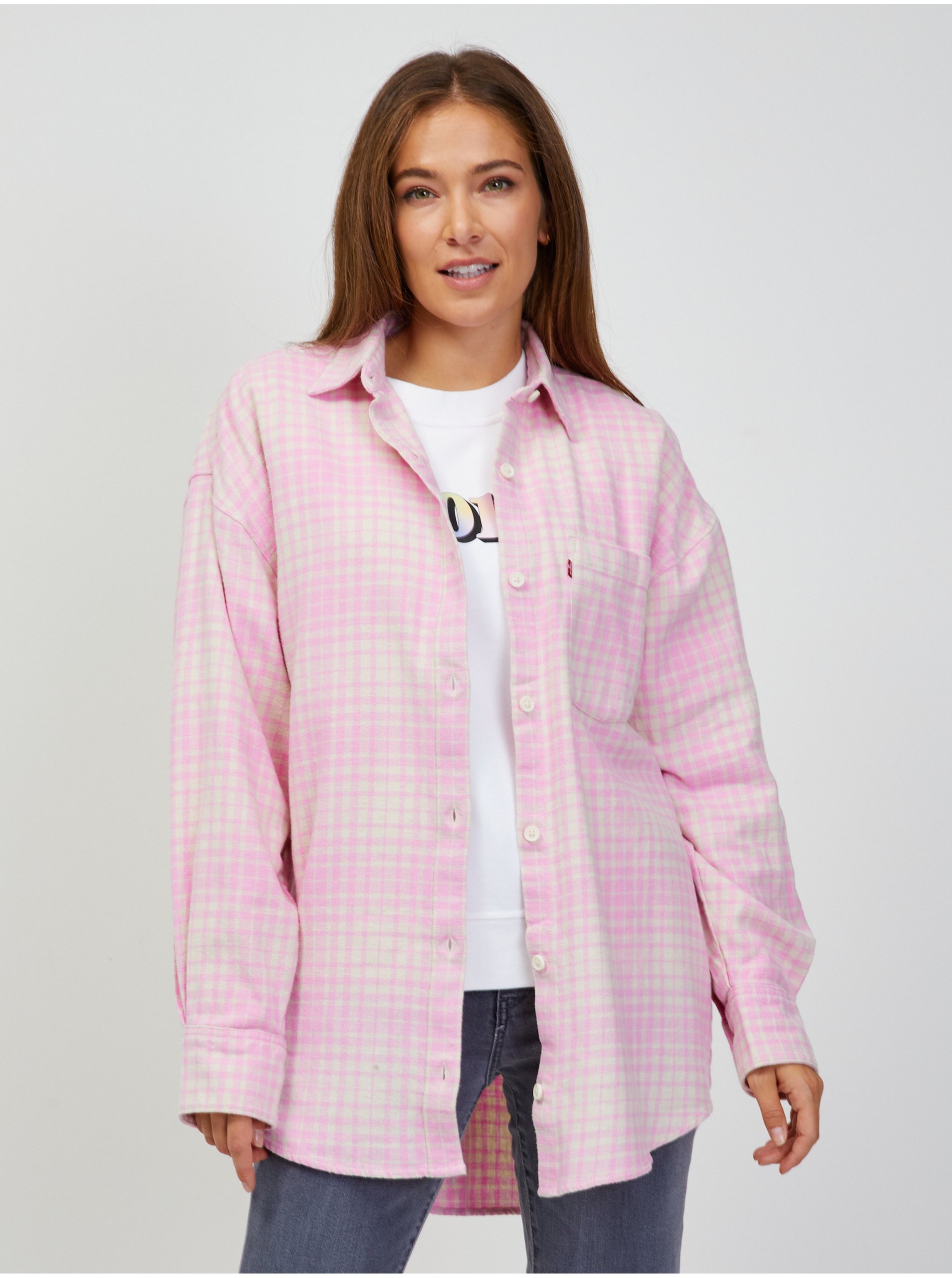 E-shop Růžová dámská kostkovaná oversize košile Levi's® Nola
