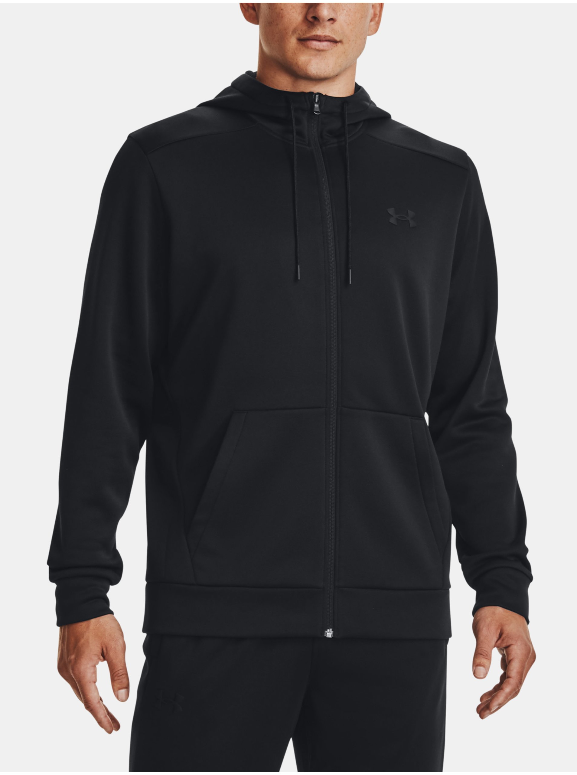 E-shop Černá pánská sportovní fleecová mikina na zip s kapucí Under Armour Fleece FZ