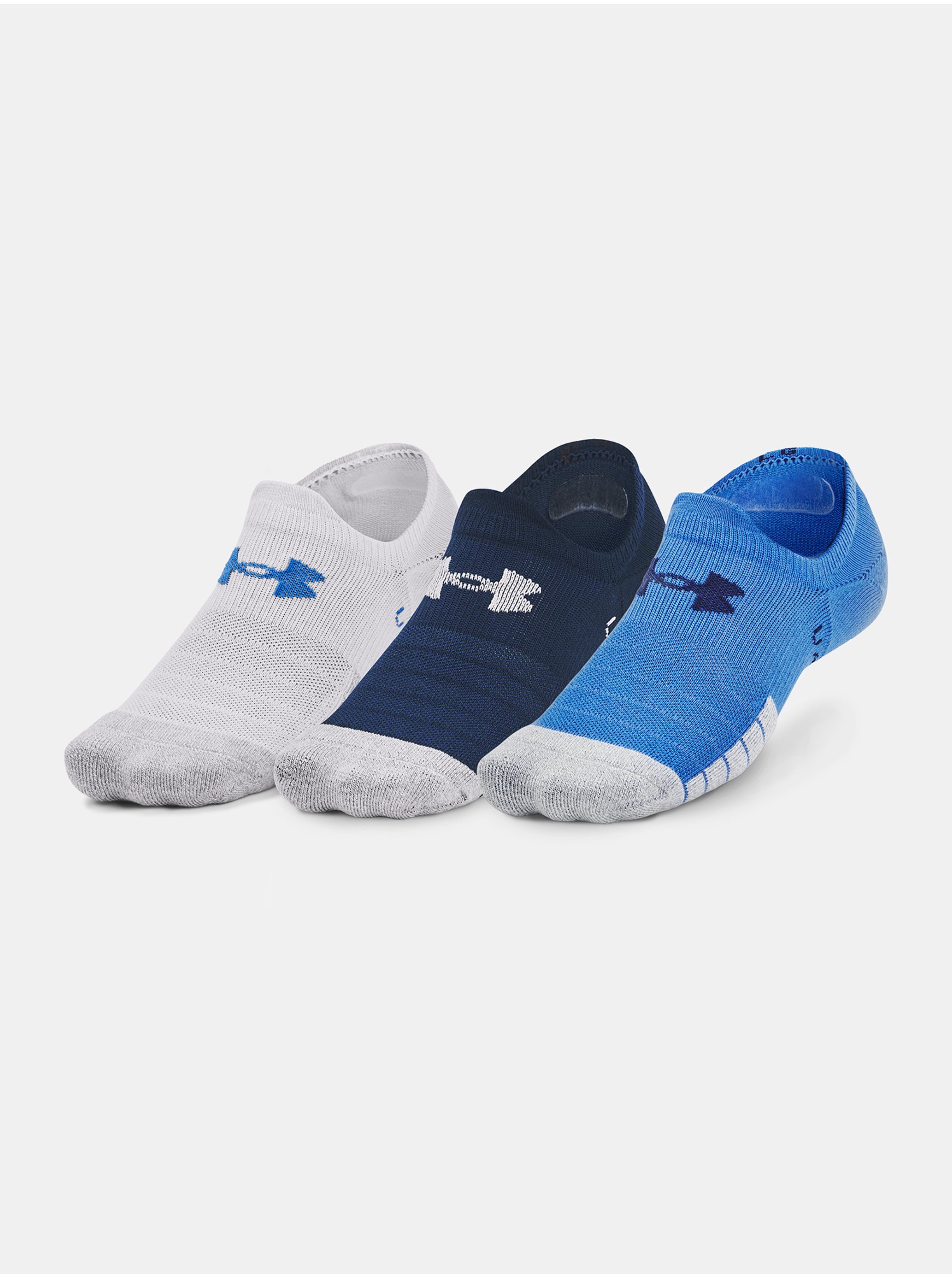 Levně Sada tří párů sportovních ponožek v bílé, tmavě modré a modré barvě Under Armour Heatgear
