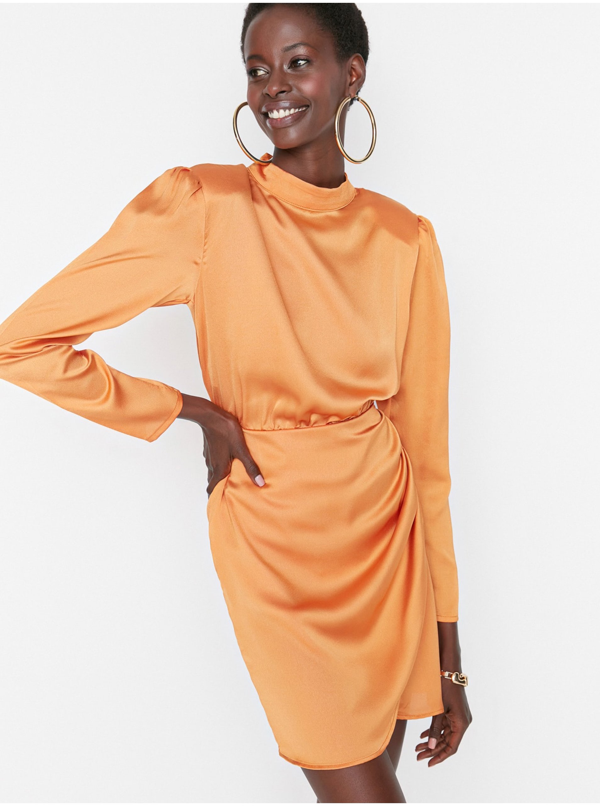 Lacno Spoločenské šaty pre ženy Trendyol - oranžová