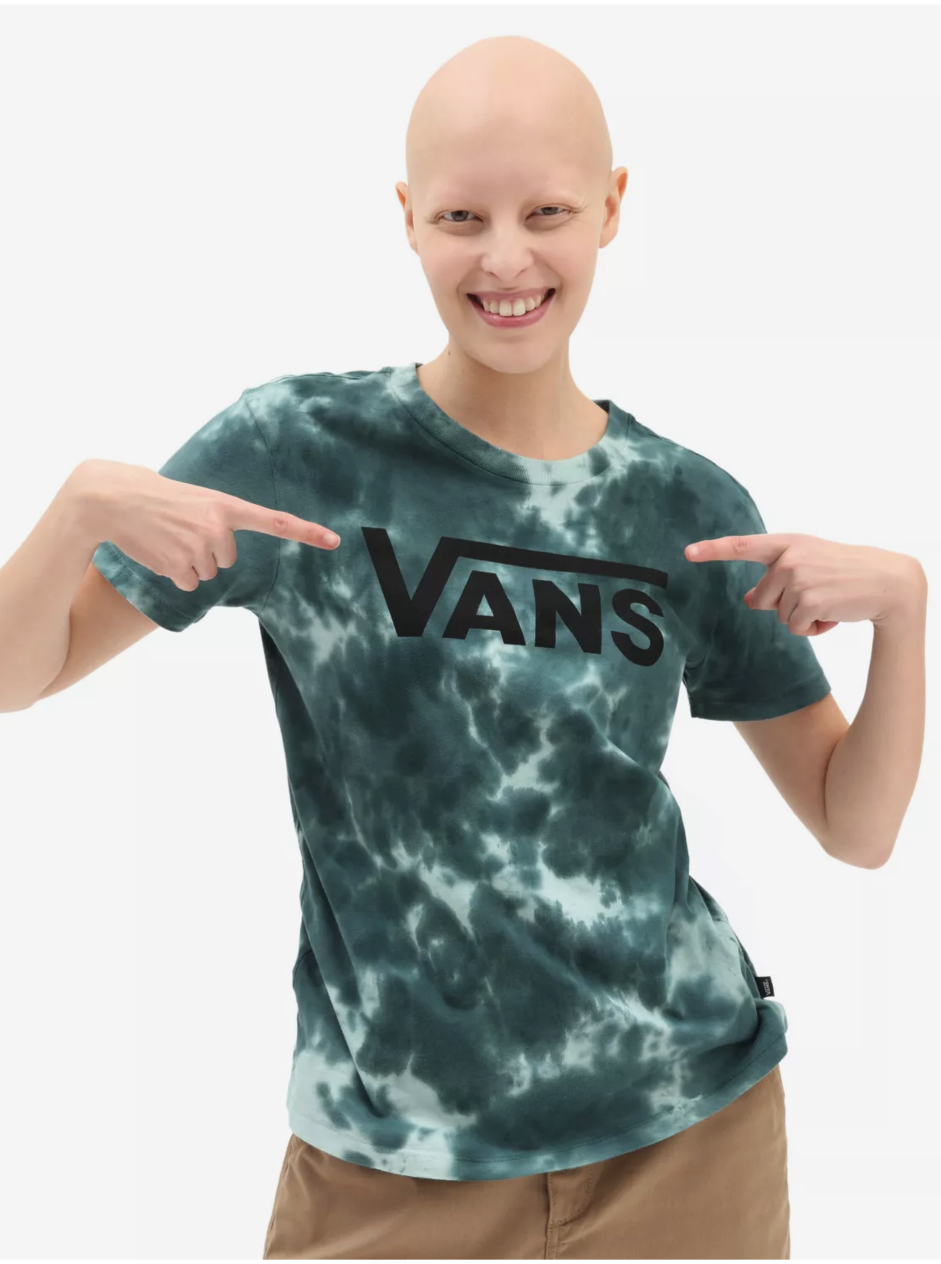 Lacno Petrolejové dámske batikované tričko VANS