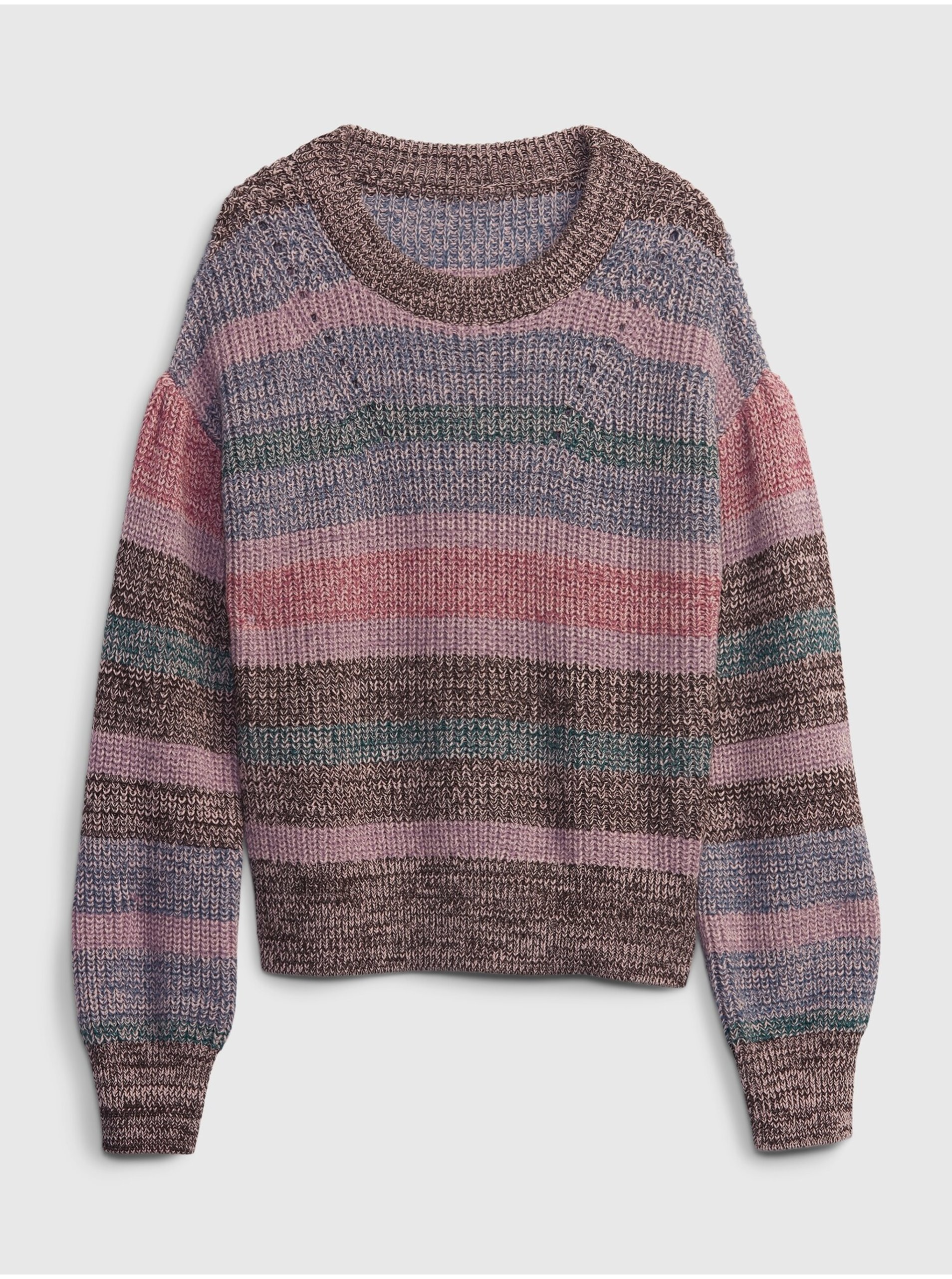 E-shop Růžovo-hnědý holčičí melírovaný svetr GAP
