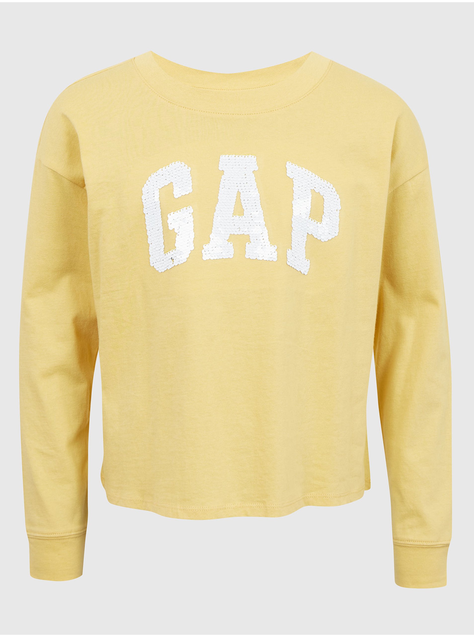 E-shop Žlté dievčenské voľné tričko s nápisom GAP