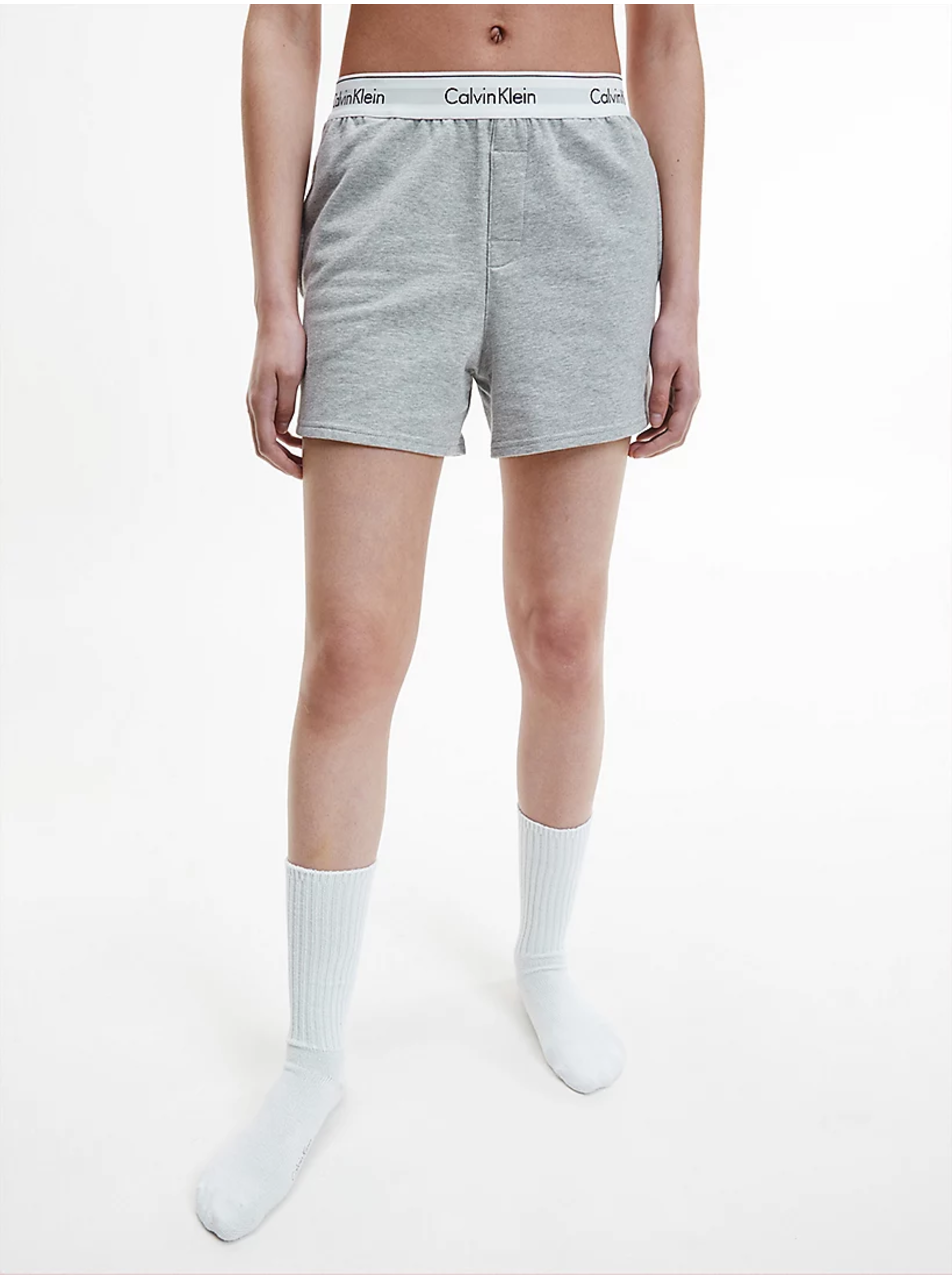 E-shop Světle šedé dámské kraťasy na spaní Calvin Klein Underwear