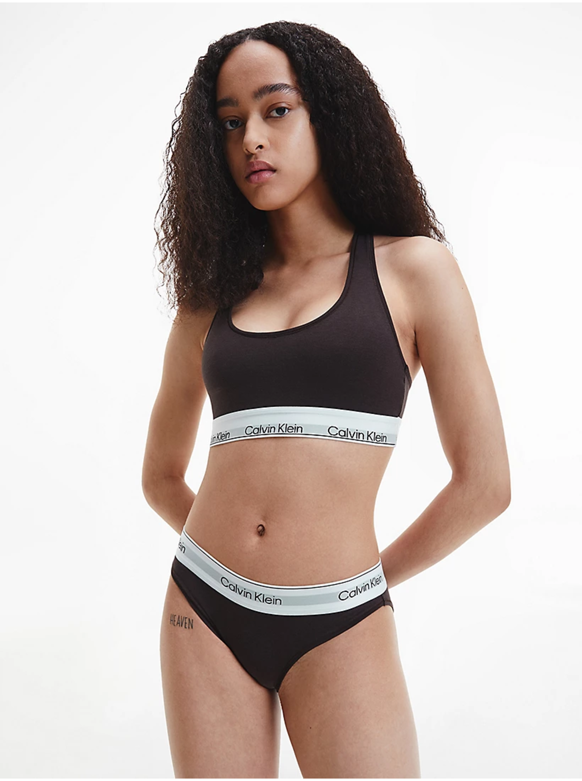 Levně Tmavě hnědá dámská podprsenka Calvin Klein Underwear