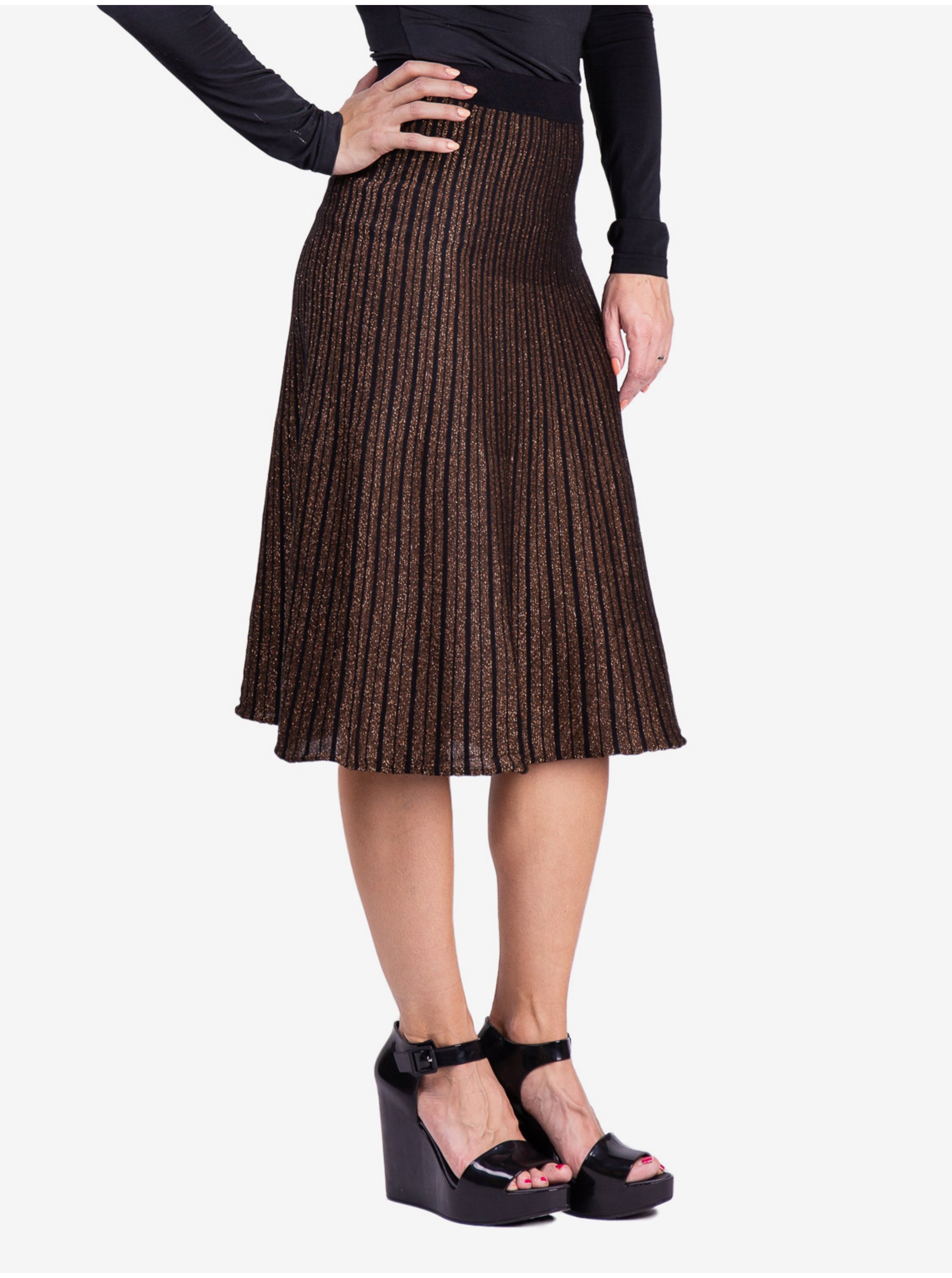 Lacno Anany čierno-bronzová trblietavá sukňa Marbella Dorado