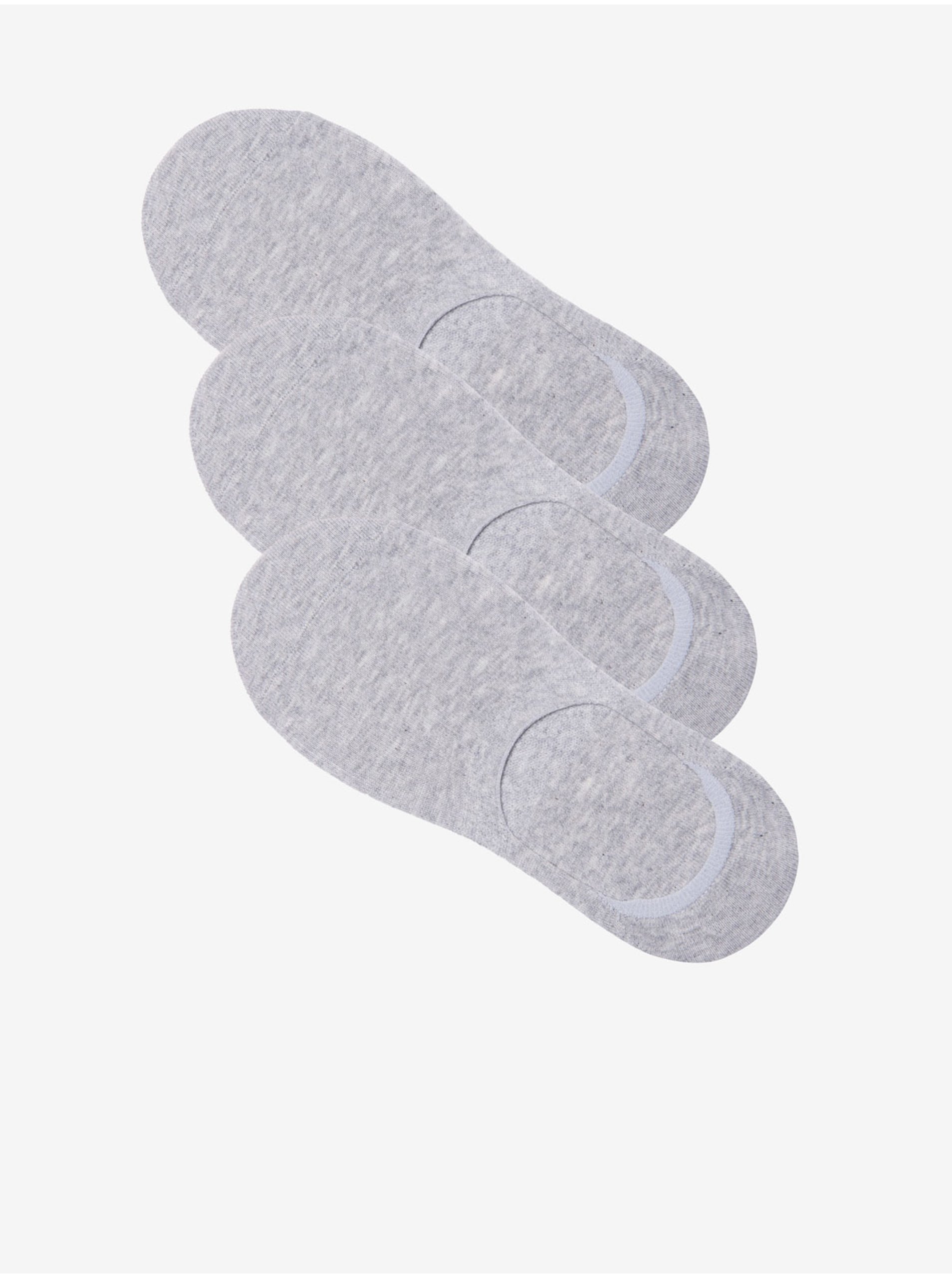 Levně Sada tří párů světle šedivých pánských slip on ponožek Ombre Clothing