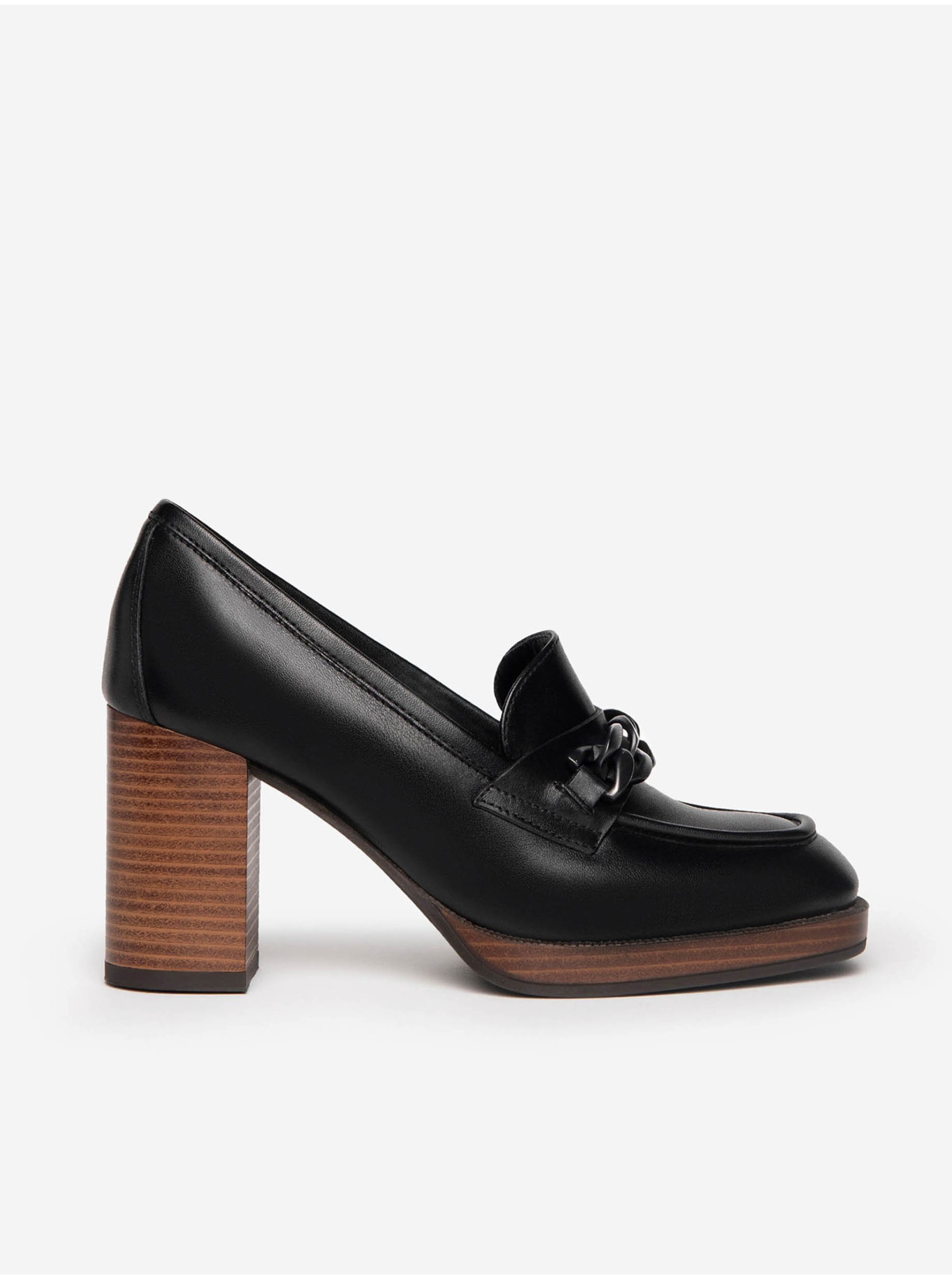 Levně Černé dámské kožené boty na podpatku Nero Giardini