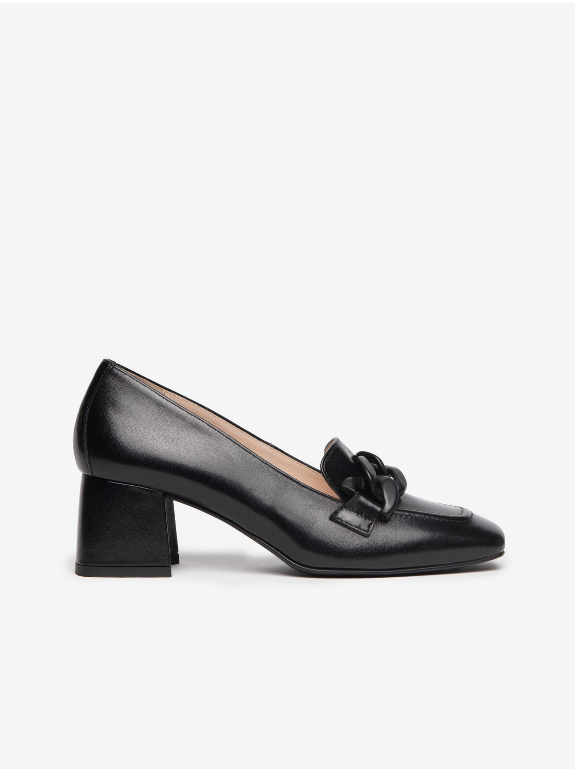 Levně Černé kožené boty na podpatku Nero Giardini