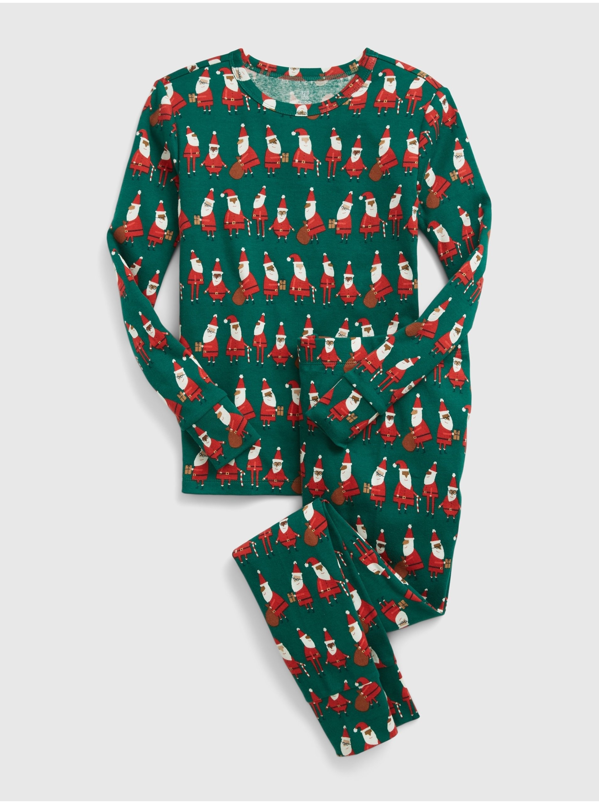 Levně Zelené dětské vzorované pyžamo GAP Santa