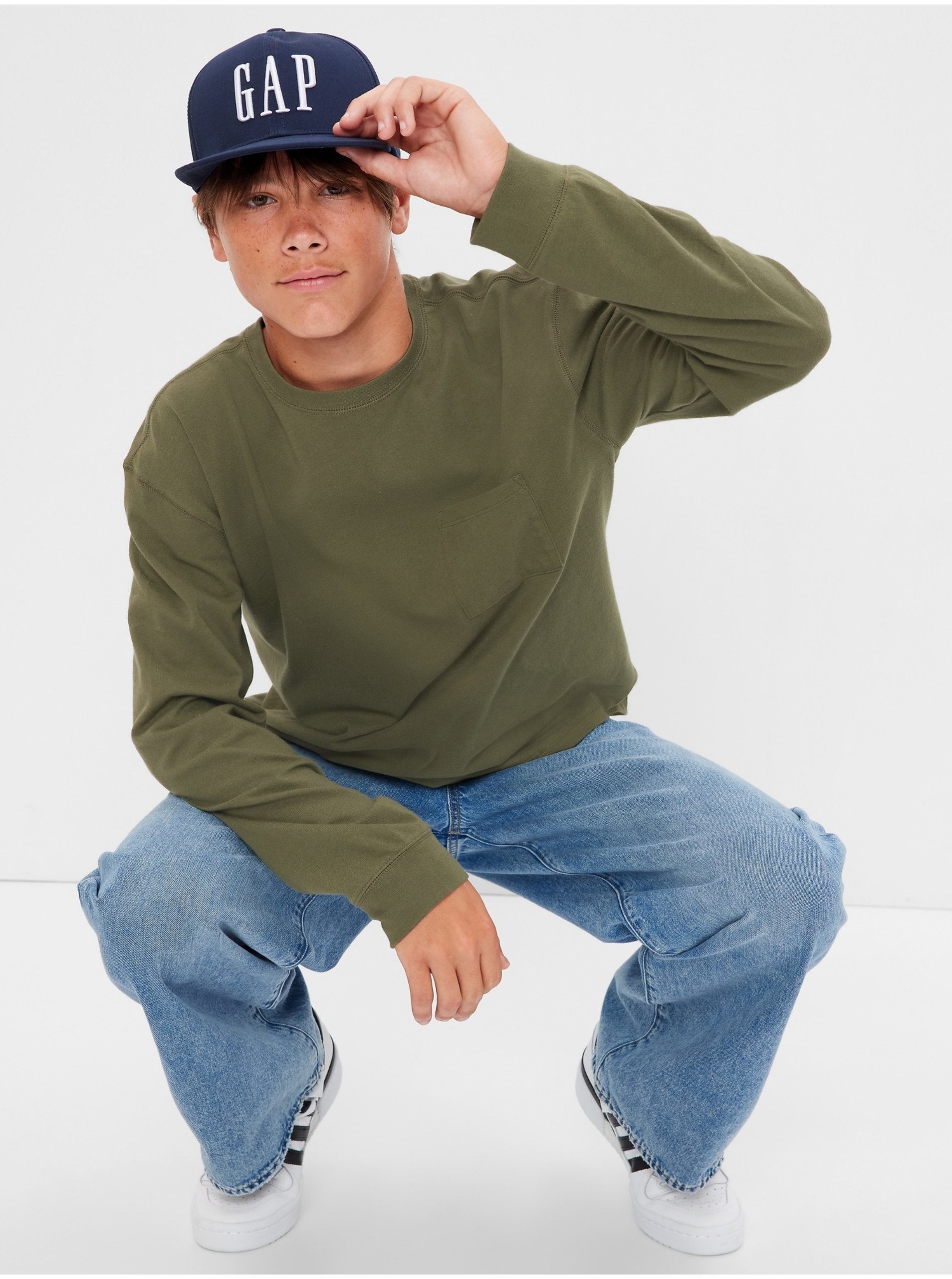 E-shop Zelené klučičí tričko s kapsou GAP Teen