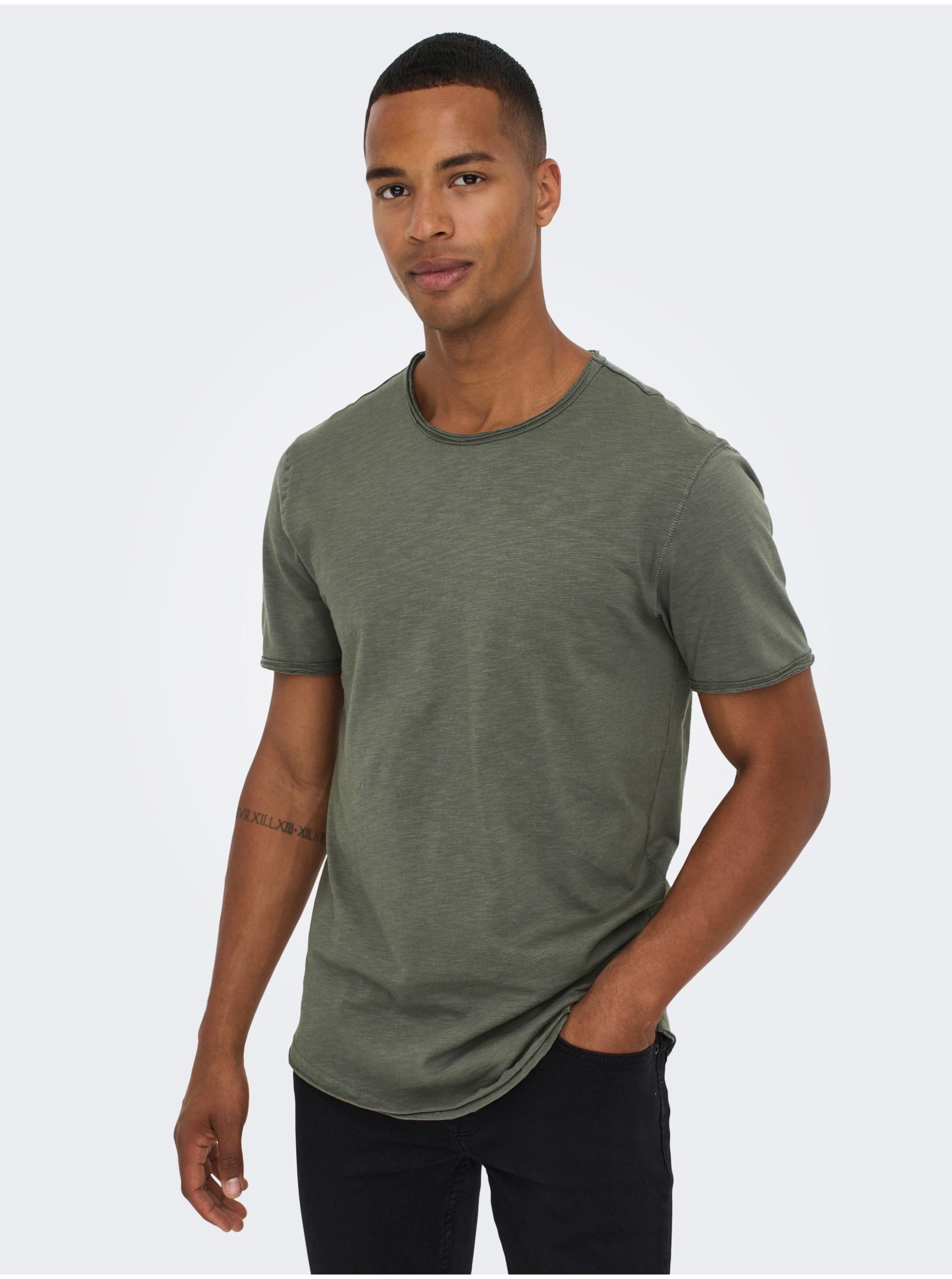 E-shop Zelené melírované tričko ONLY & SONS Benne