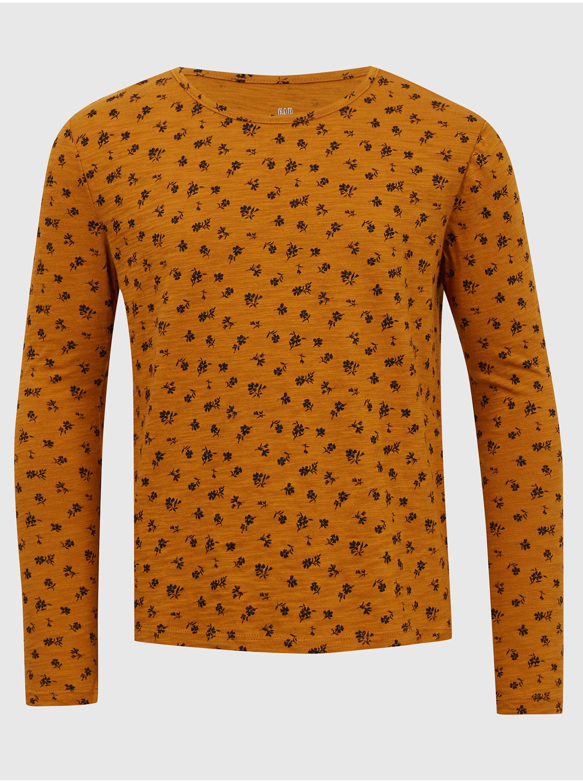Levně Oranžové dívčí květované tričko GAP