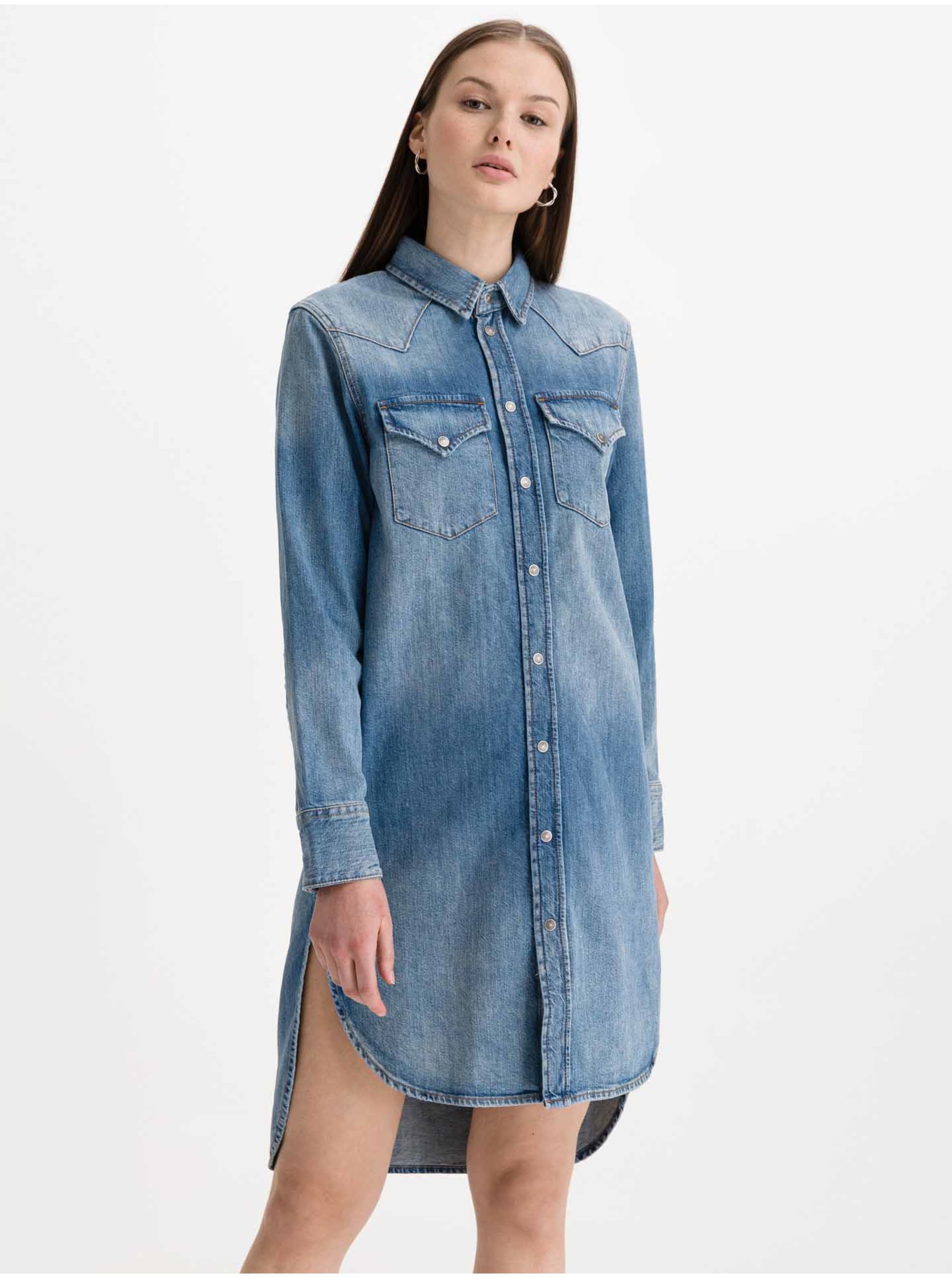 E-shop Modré dámské džínové šaty Diesel De-Blanche