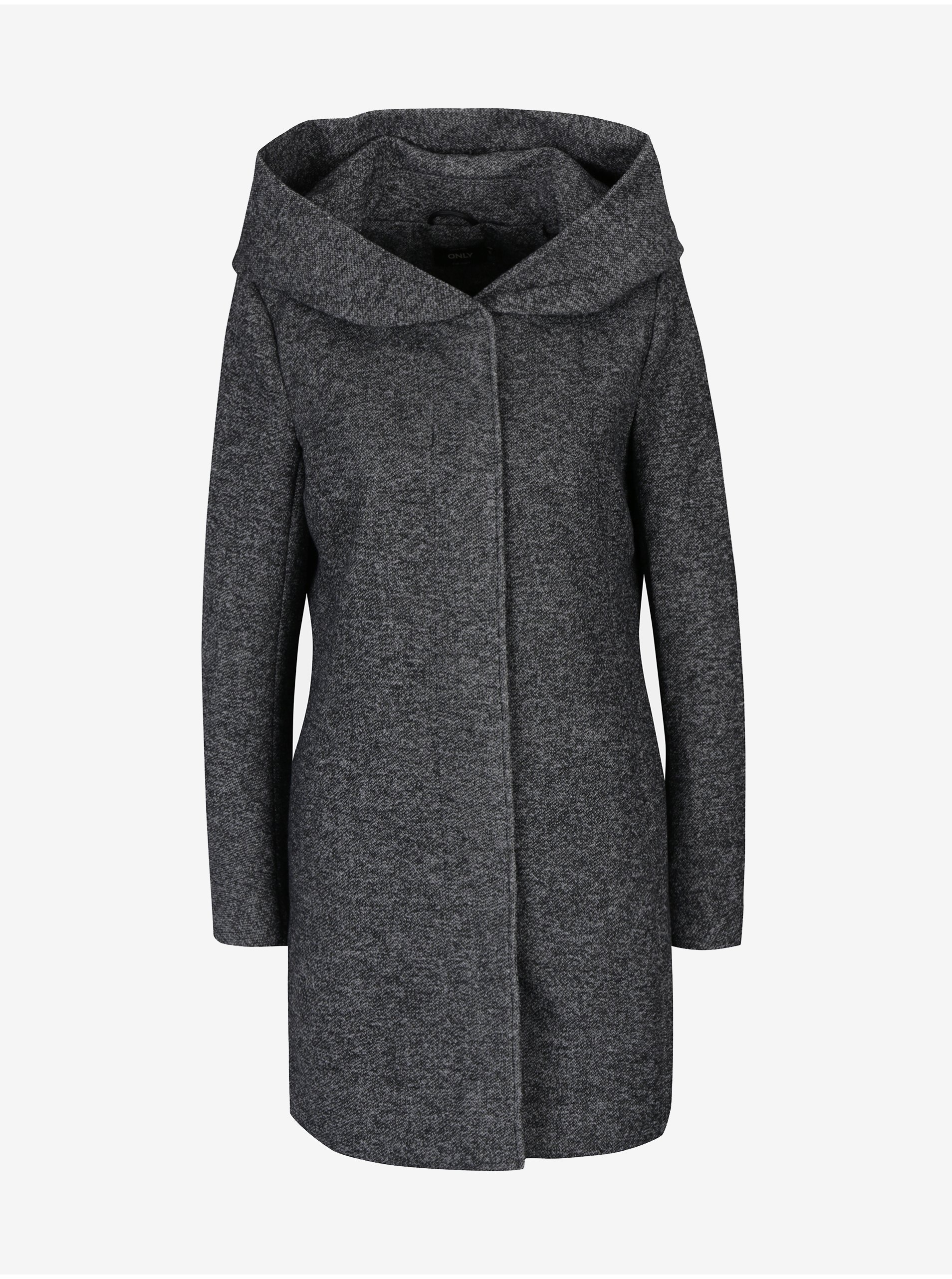 Levně Tmavě šedý žíhaný lehký kabát s kapucí ONLY Sedona