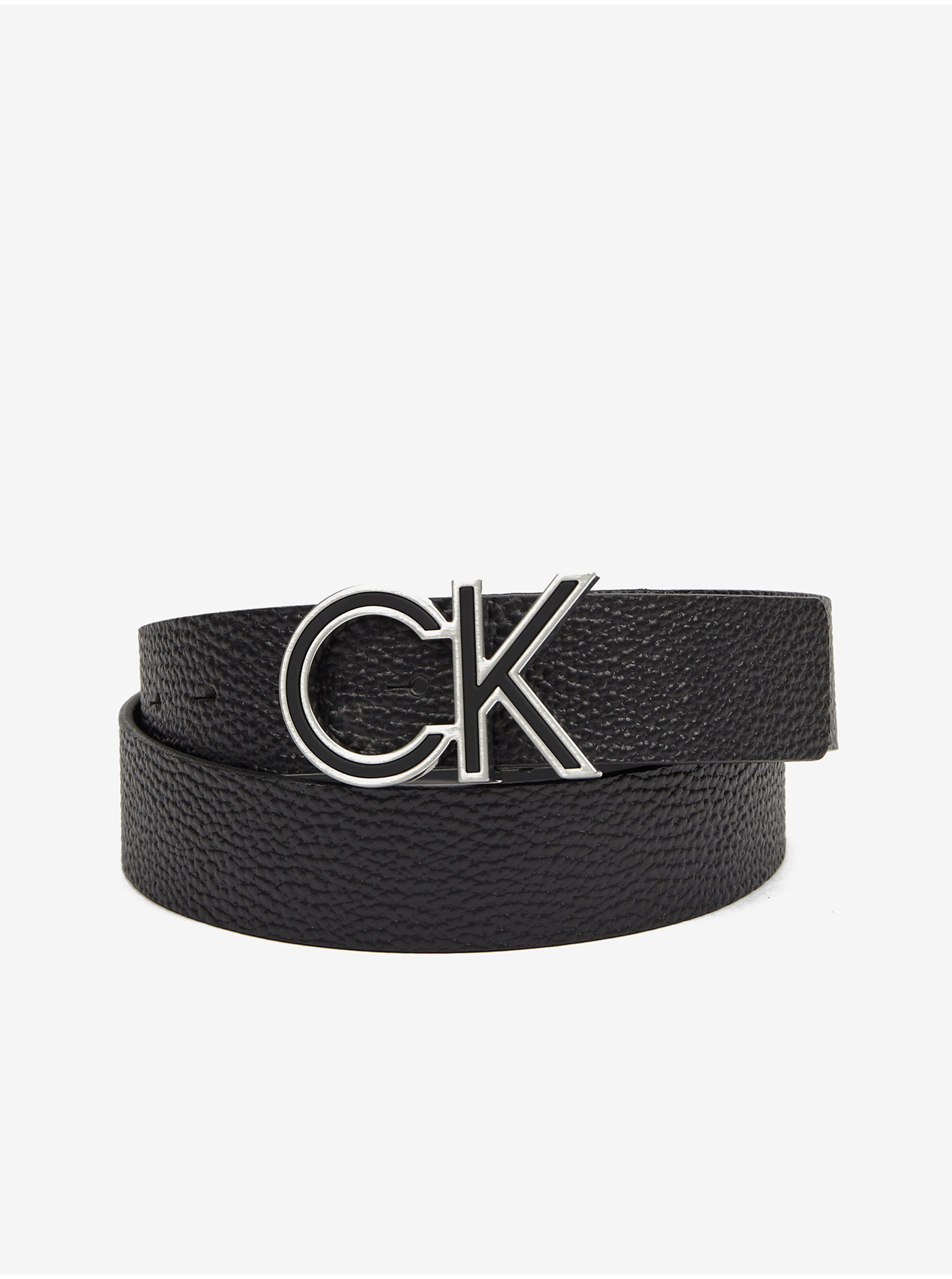 Levně Černý pánský kožený pásek Calvin Klein
