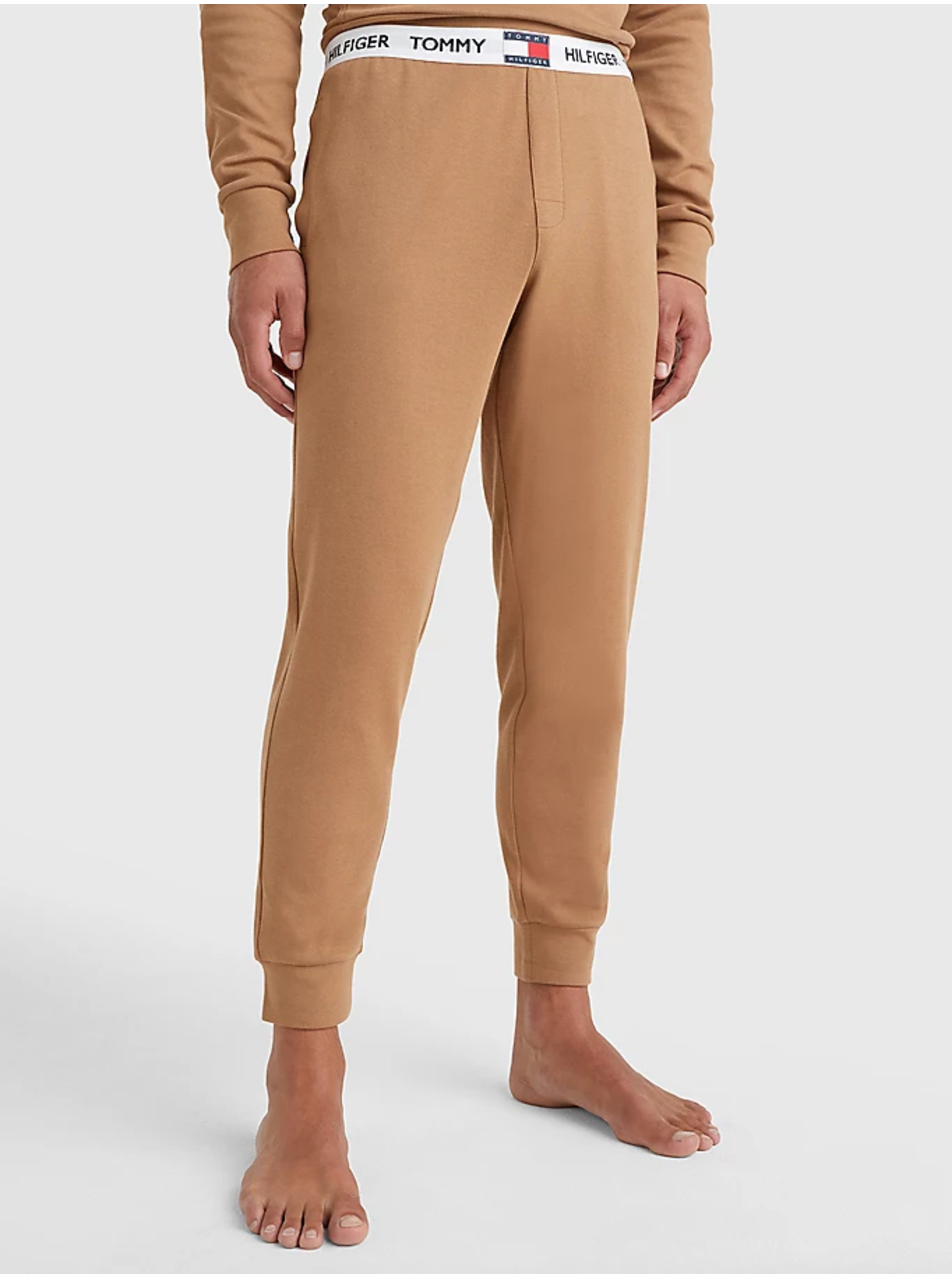 Levně Hnědé pánské pyžamové kalhoty Tommy Hilfiger Underwear