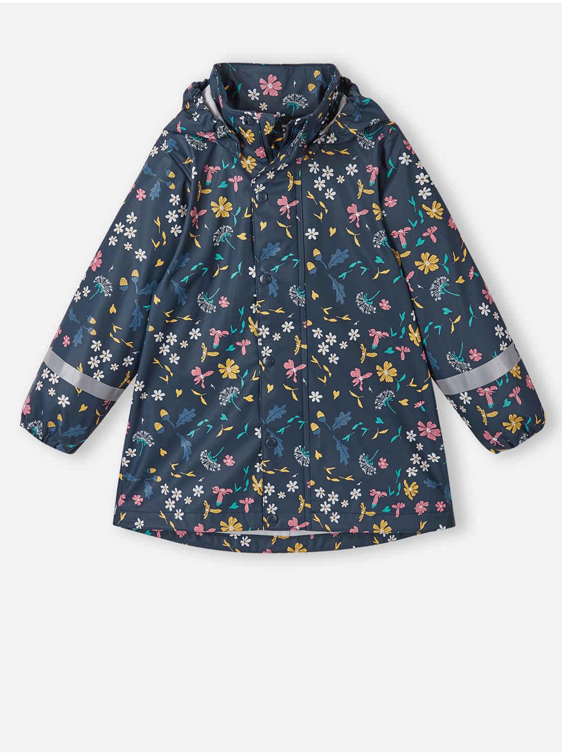 E-shop Tmavě modrá holčičí květovaná pláštěnka Reima Vatten