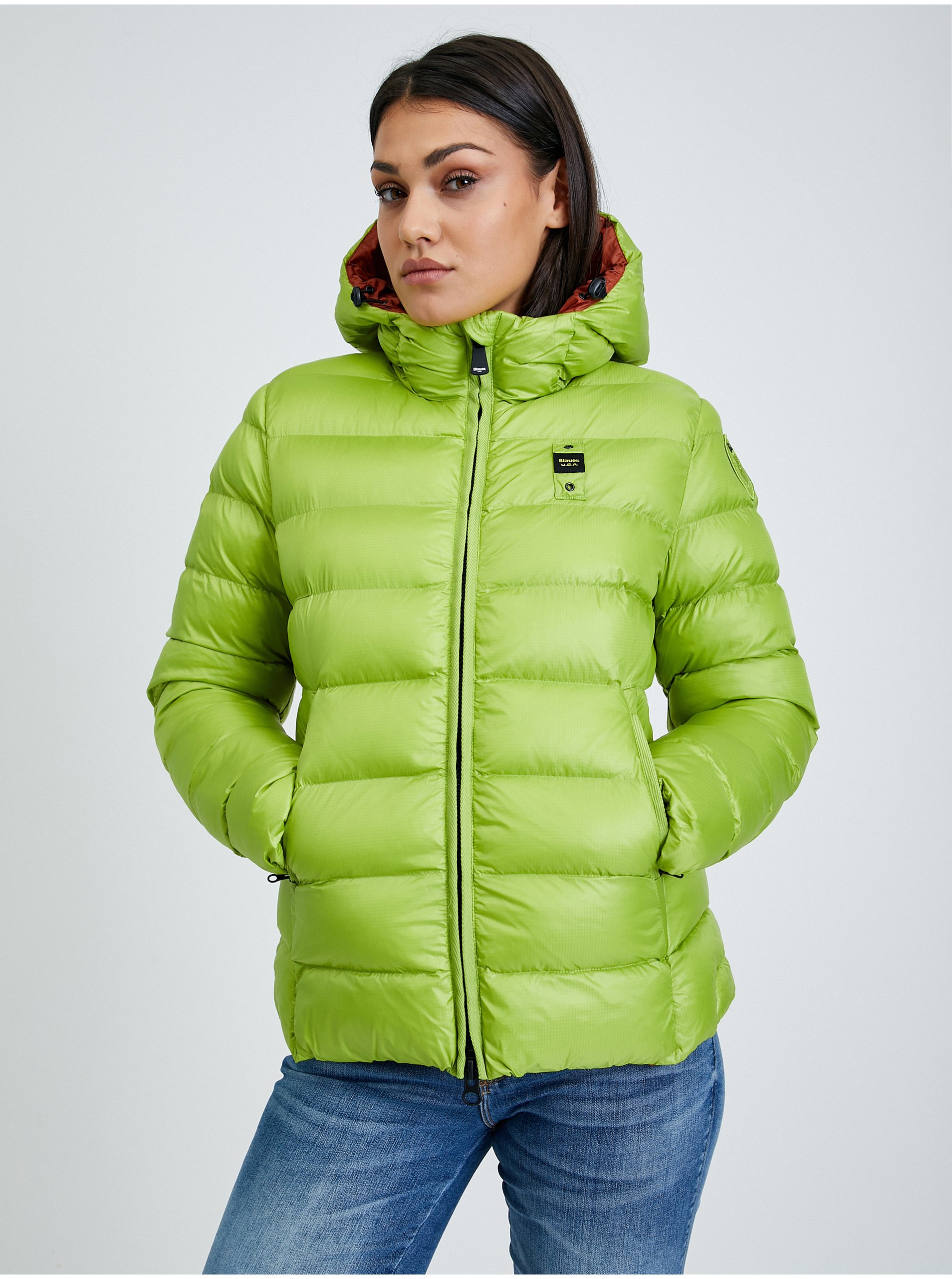 Levně Světle zelená dámská zimní prošívaná bunda Blauer Giubbini