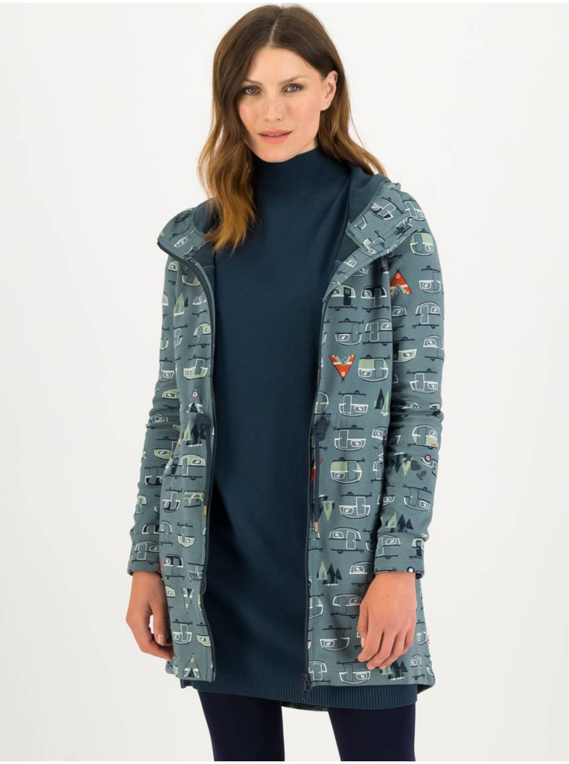 E-shop Modrá vzorovaná parka s kapucí Blutsgeschwister Cosyshell Hooded