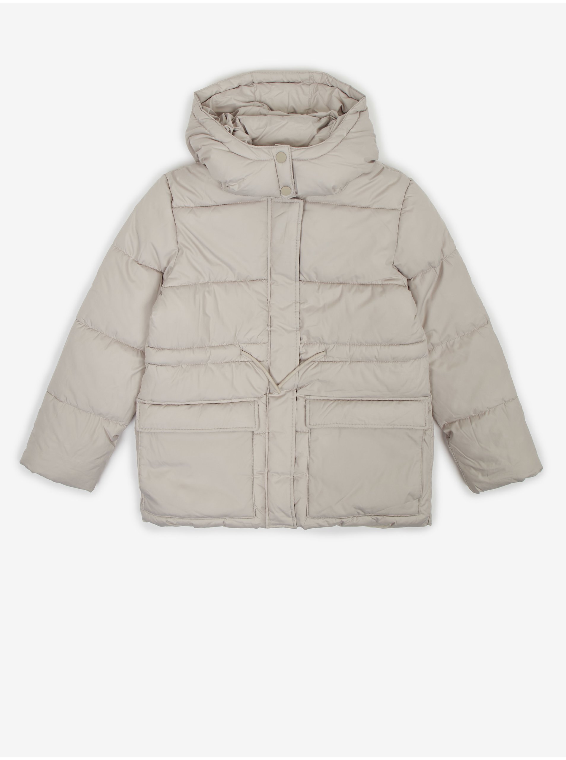 E-shop Světle šedá holčičí prošívaná zimní bunda s odepínací kapucí Tom Tailor