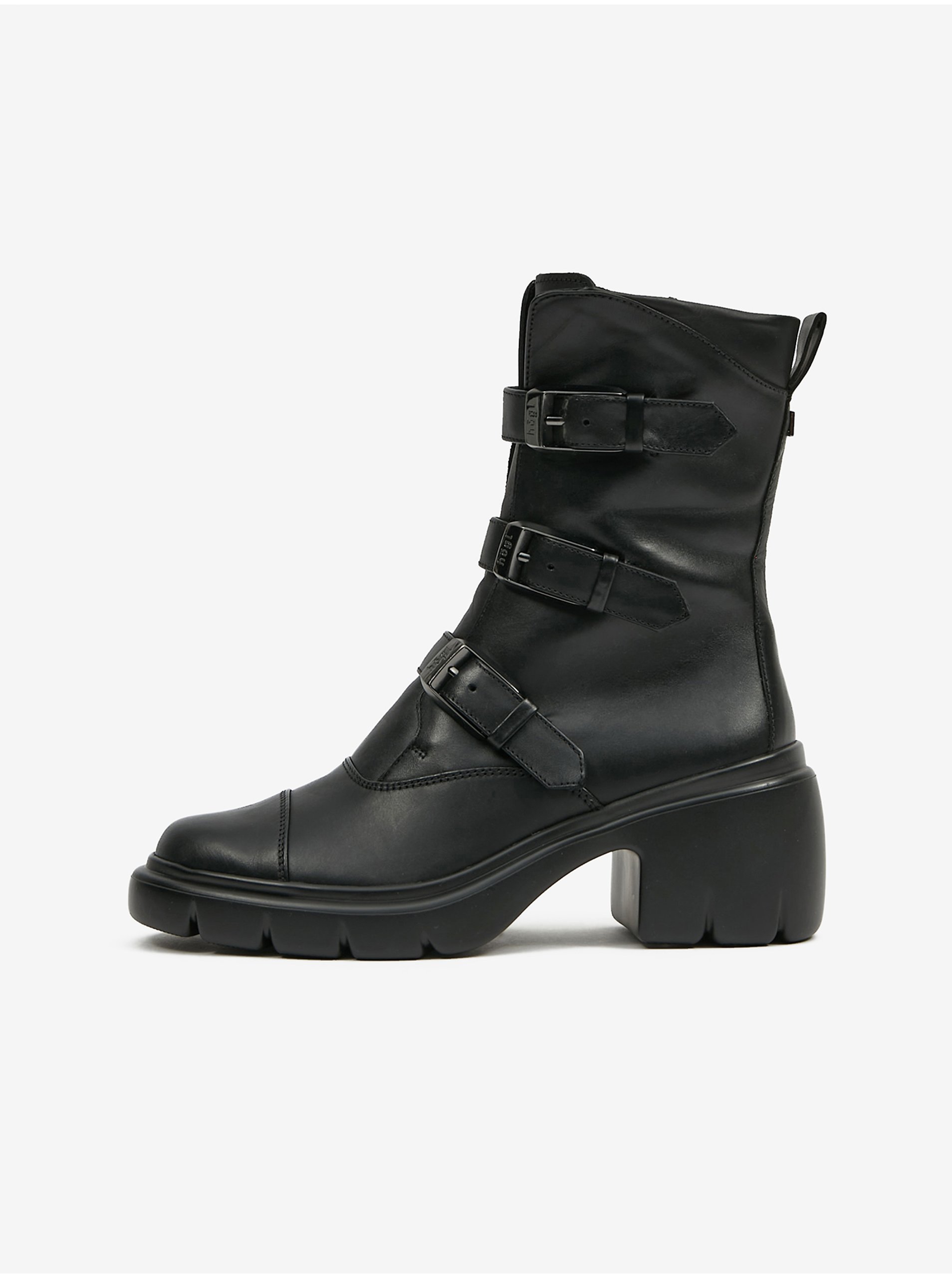 E-shop Čierne dámske kožené členkové topánky Högl Biker