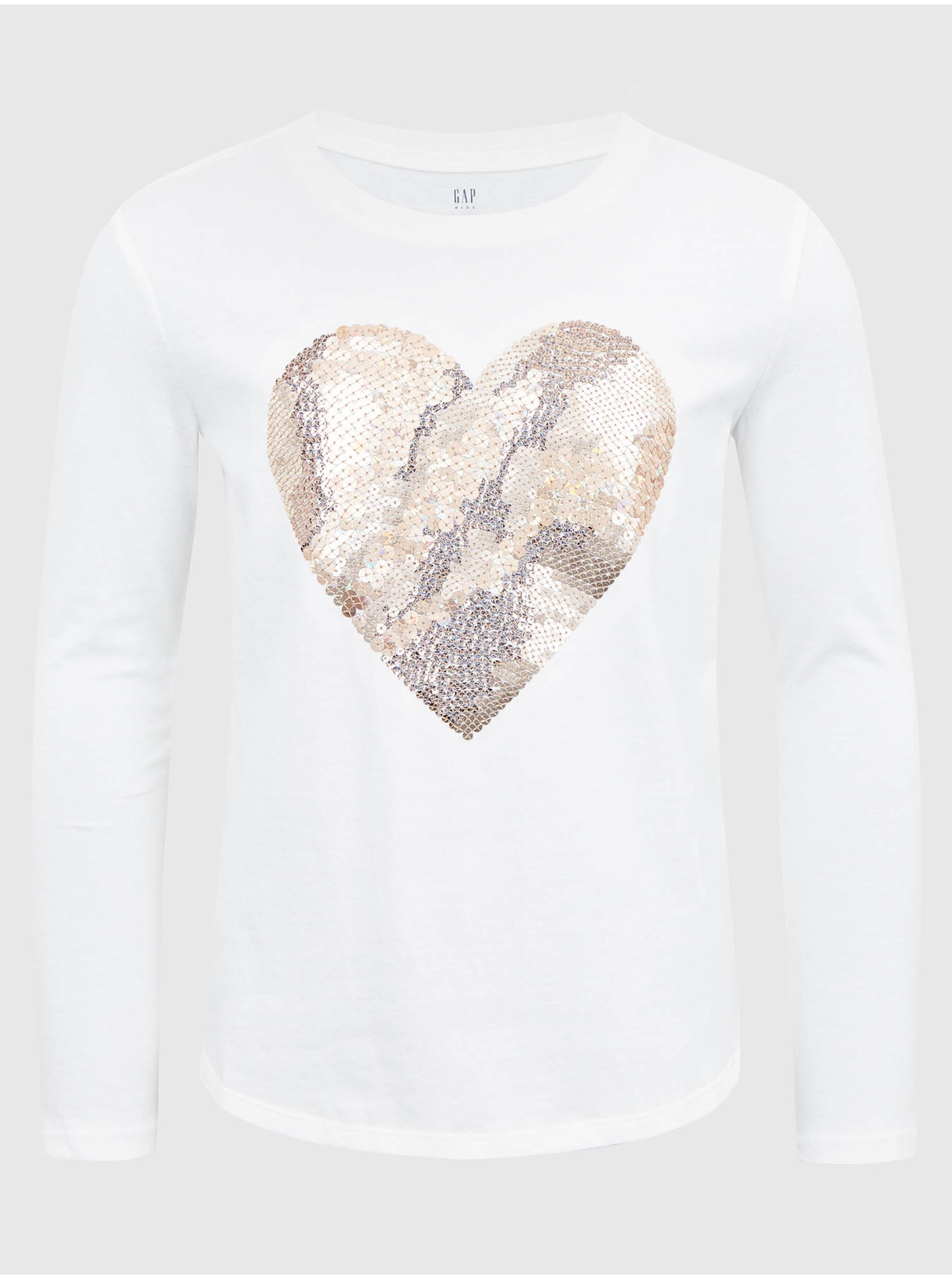 Levně Bílé holčičí bavlněné tričko s motivem srdce GAP