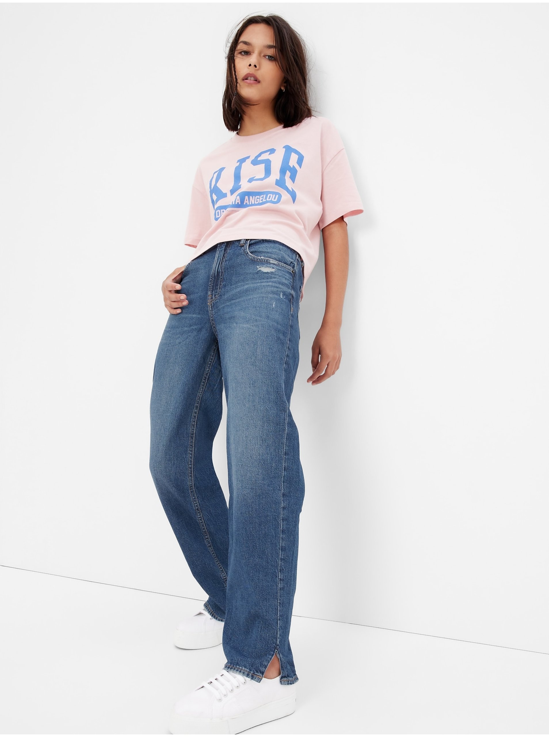 E-shop Modré holčičí džíny z organické bavlny GAP Teen