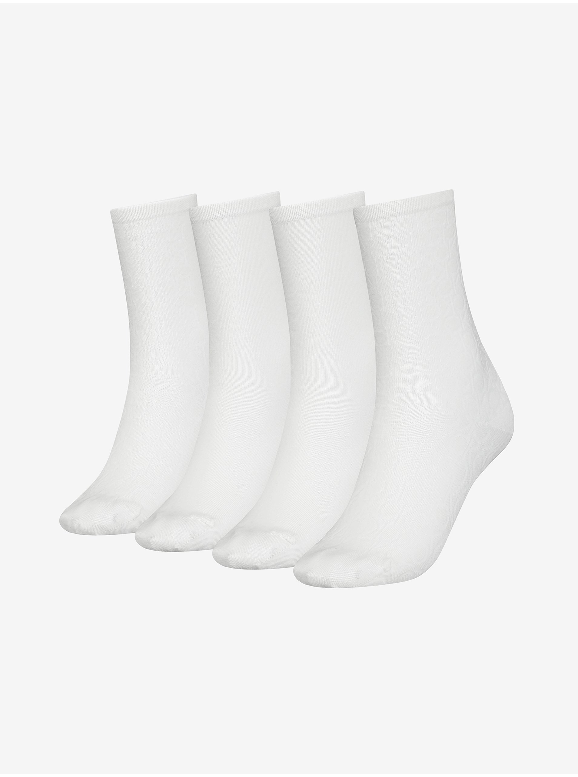 Lacno Sada štyroch párov bielych dámskych ponožiek Calvin Klein