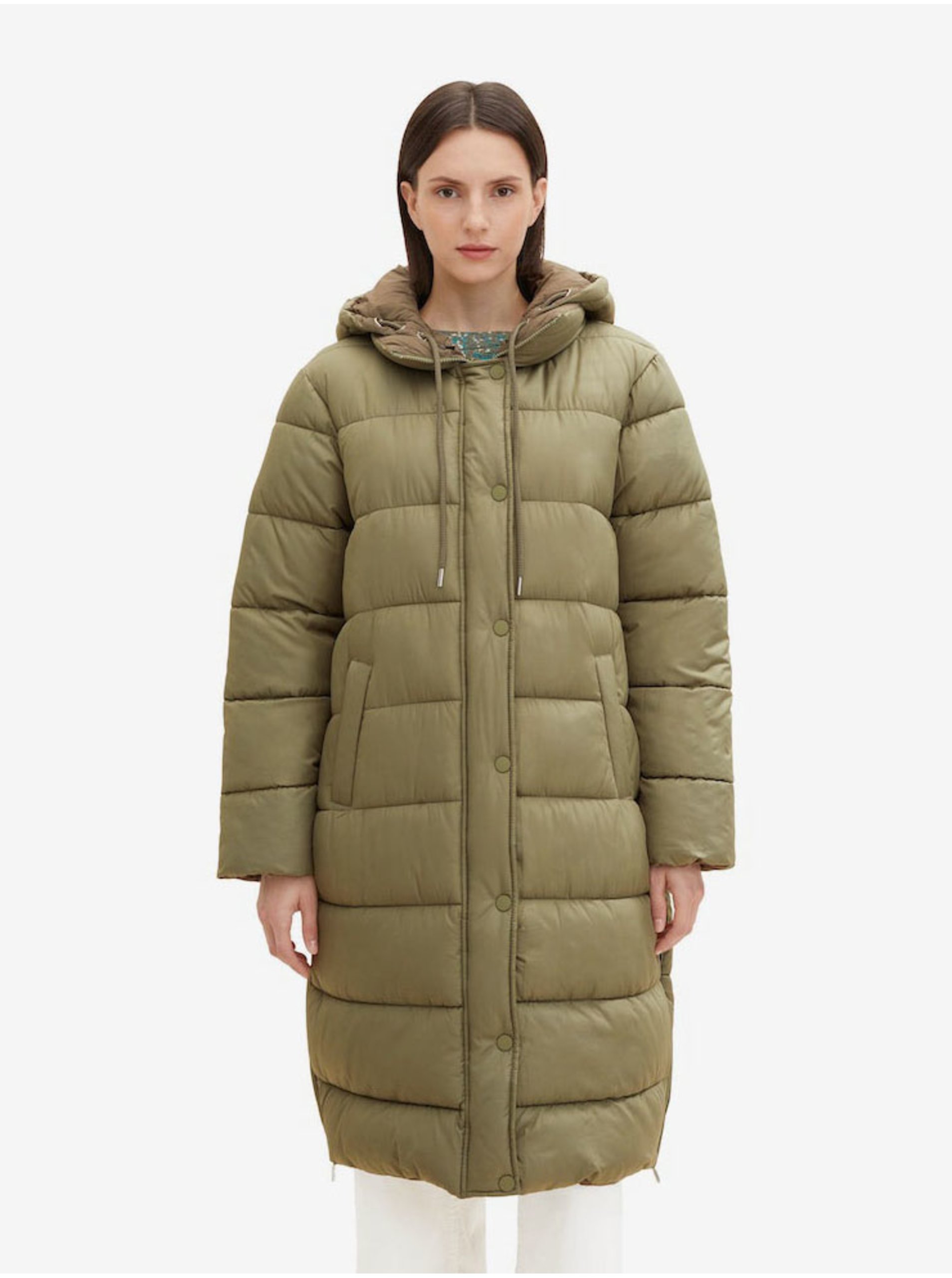 E-shop Khaki dámský zimní prošívaný oboustranný kabát Tom Tailor