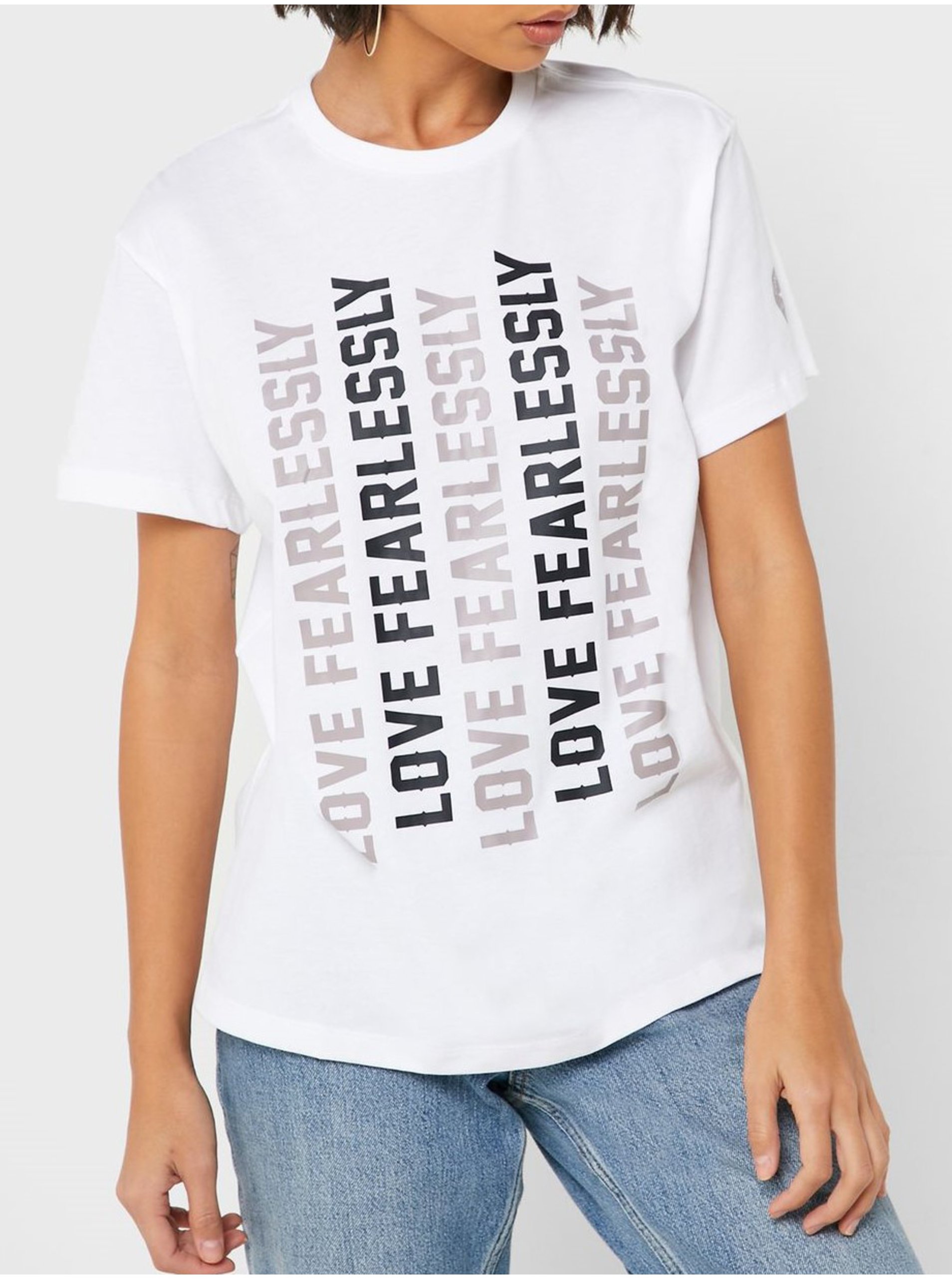 Levně Converse bílé tričko s nápisy