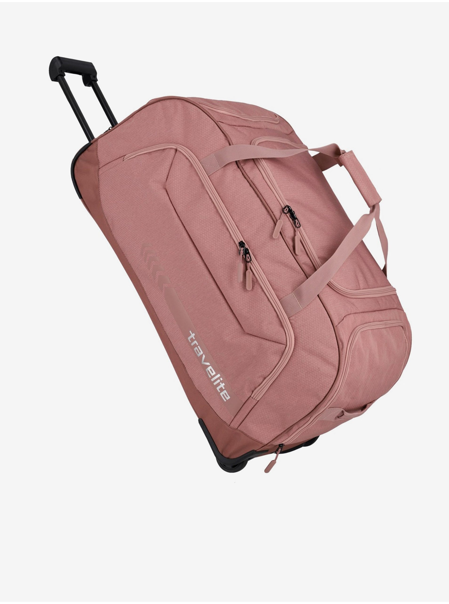 Levně Růžová cestovní taška Travelite Kick Off Wheeled Duffle XL Rosé
