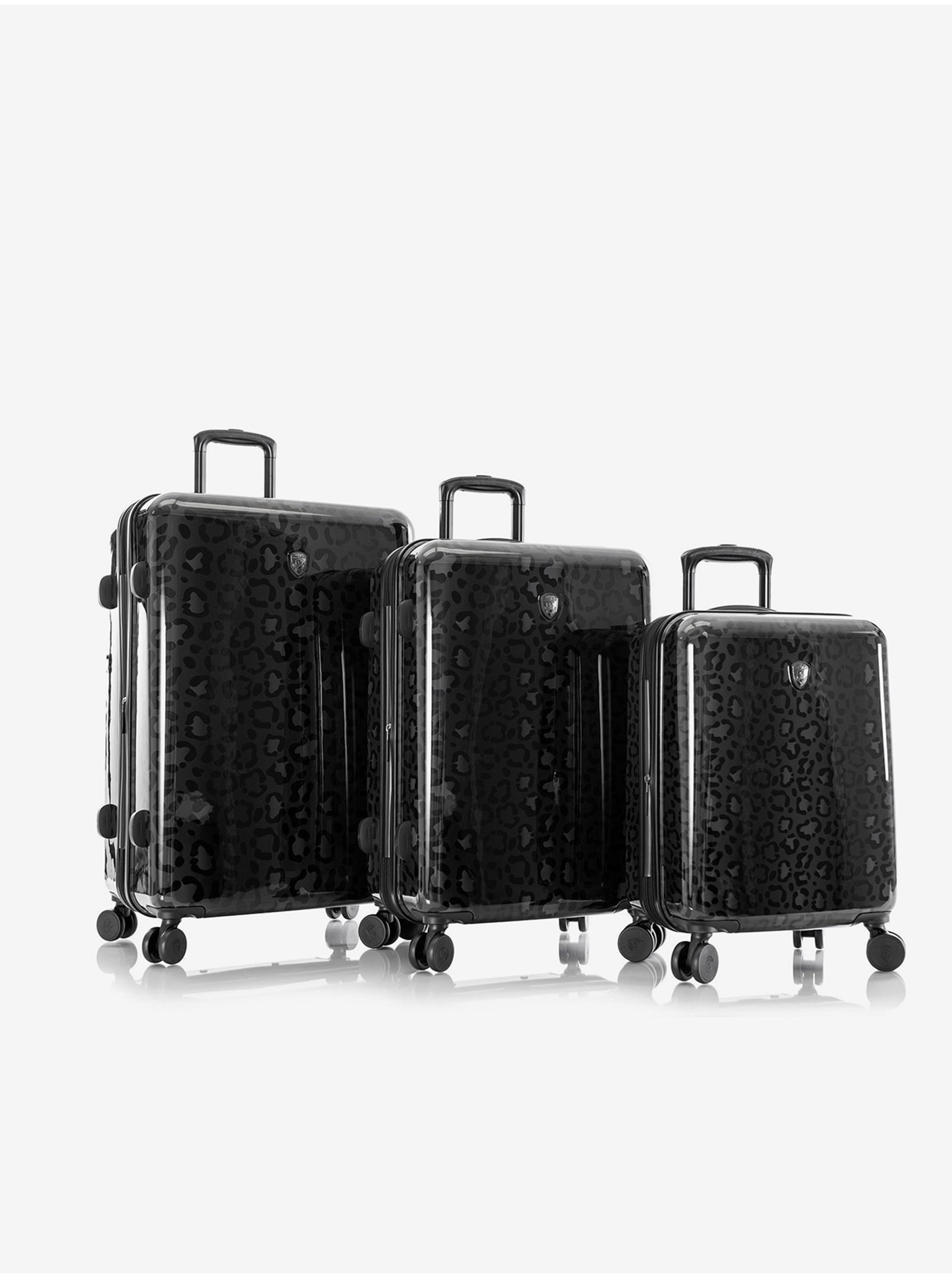 Levně Sada tří vzorovaných cestovních kufrů v černé barvě Heys Black Leopard S,M,L