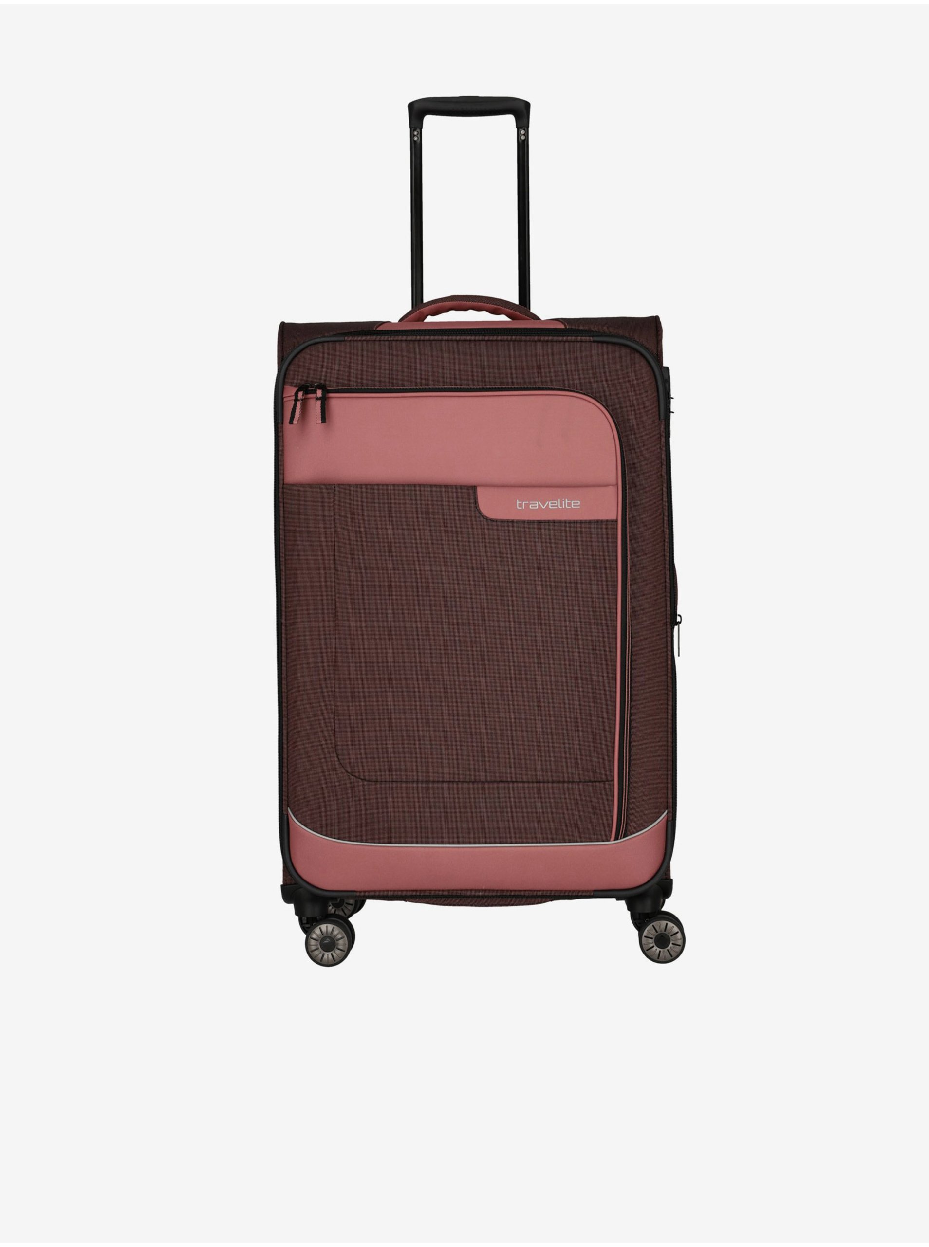 Levně Růžovo-hnědý cestovní kufr Travelite Viia 4w L