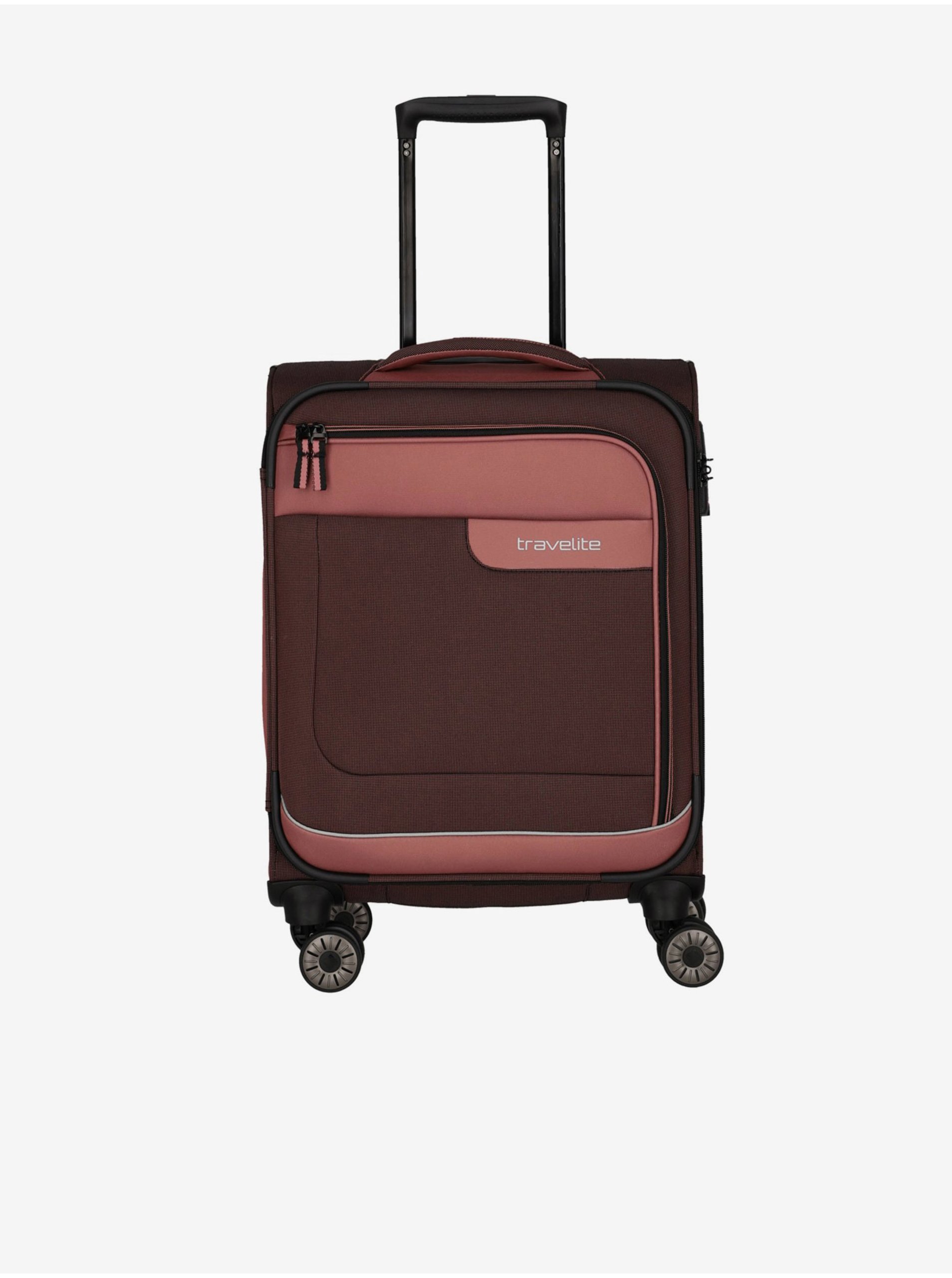 Levně Růžovo-hnědý cestovní kufr Travelite Viia 4w S