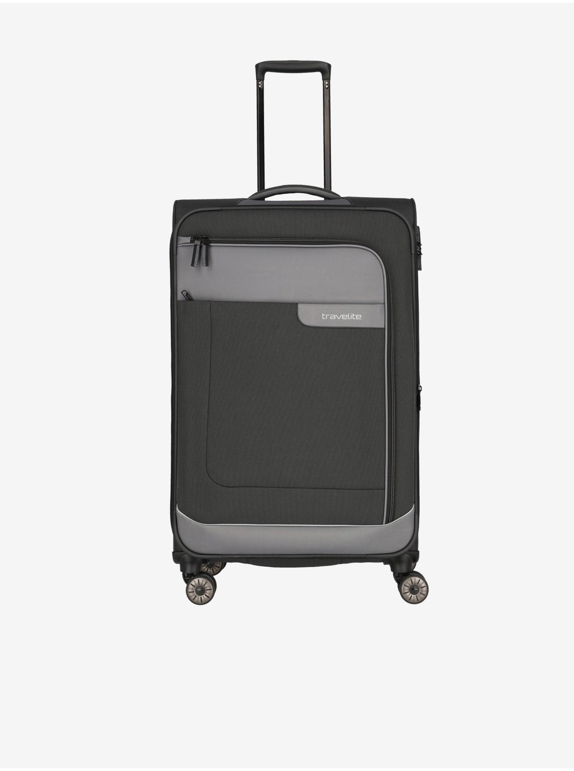 Levně Tmavě šedý cestovní kufr Travelite Viia 4w L