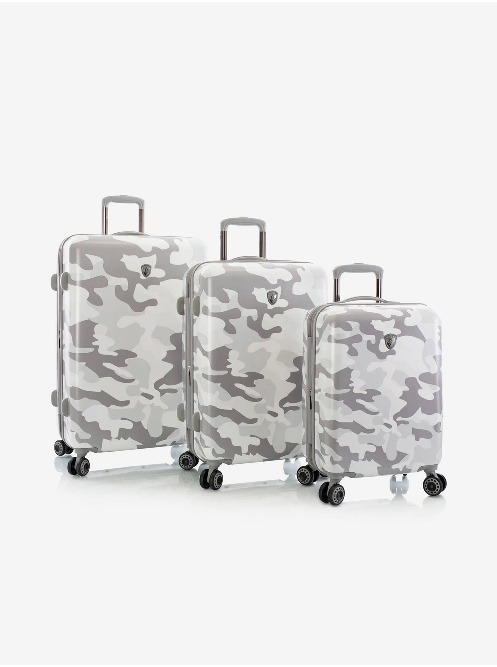Levně Sada tří bílých cestovních kufrů Heys White Camo S,M,L