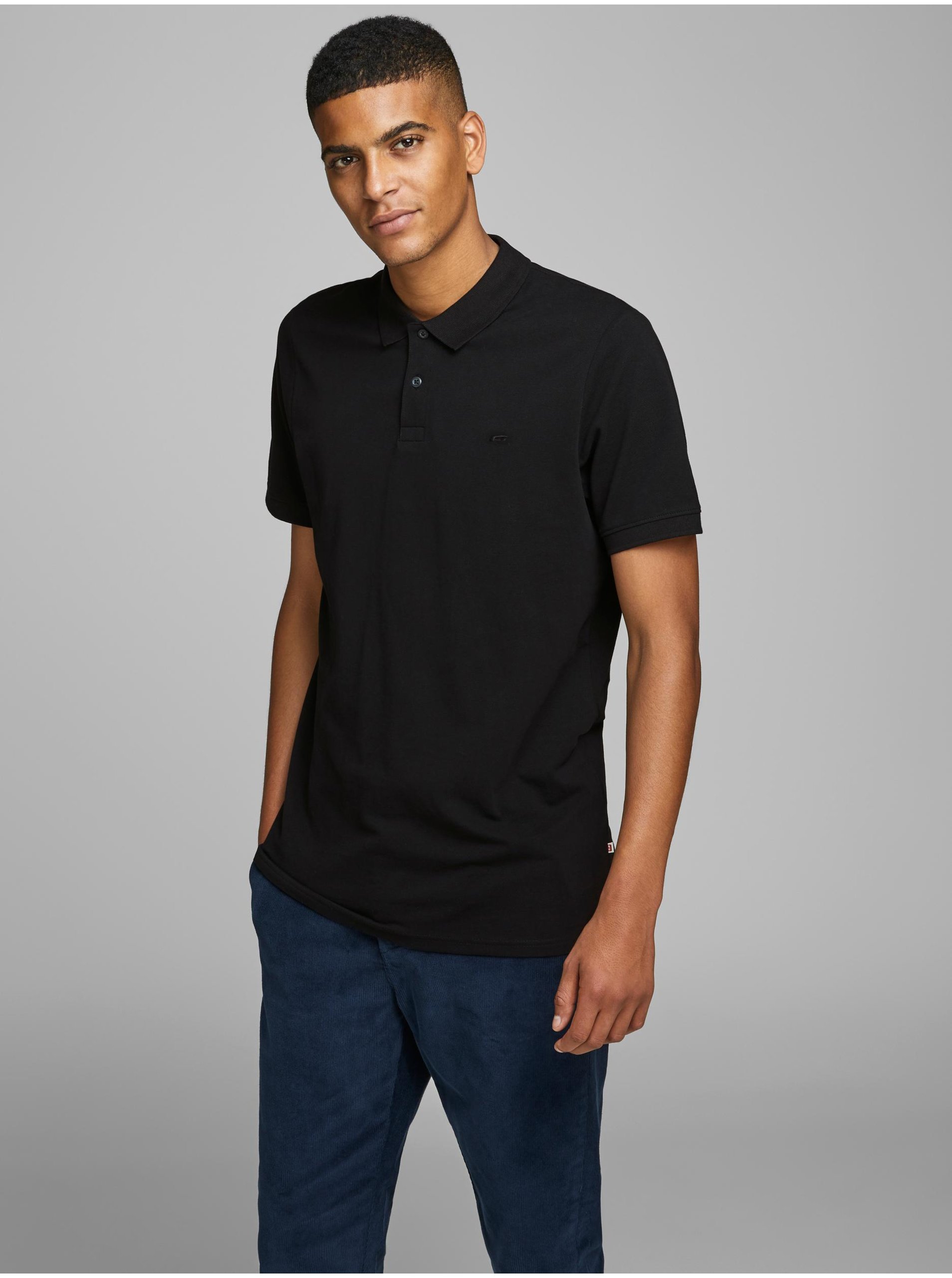 Levně Černé polo tričko Jack & Jones