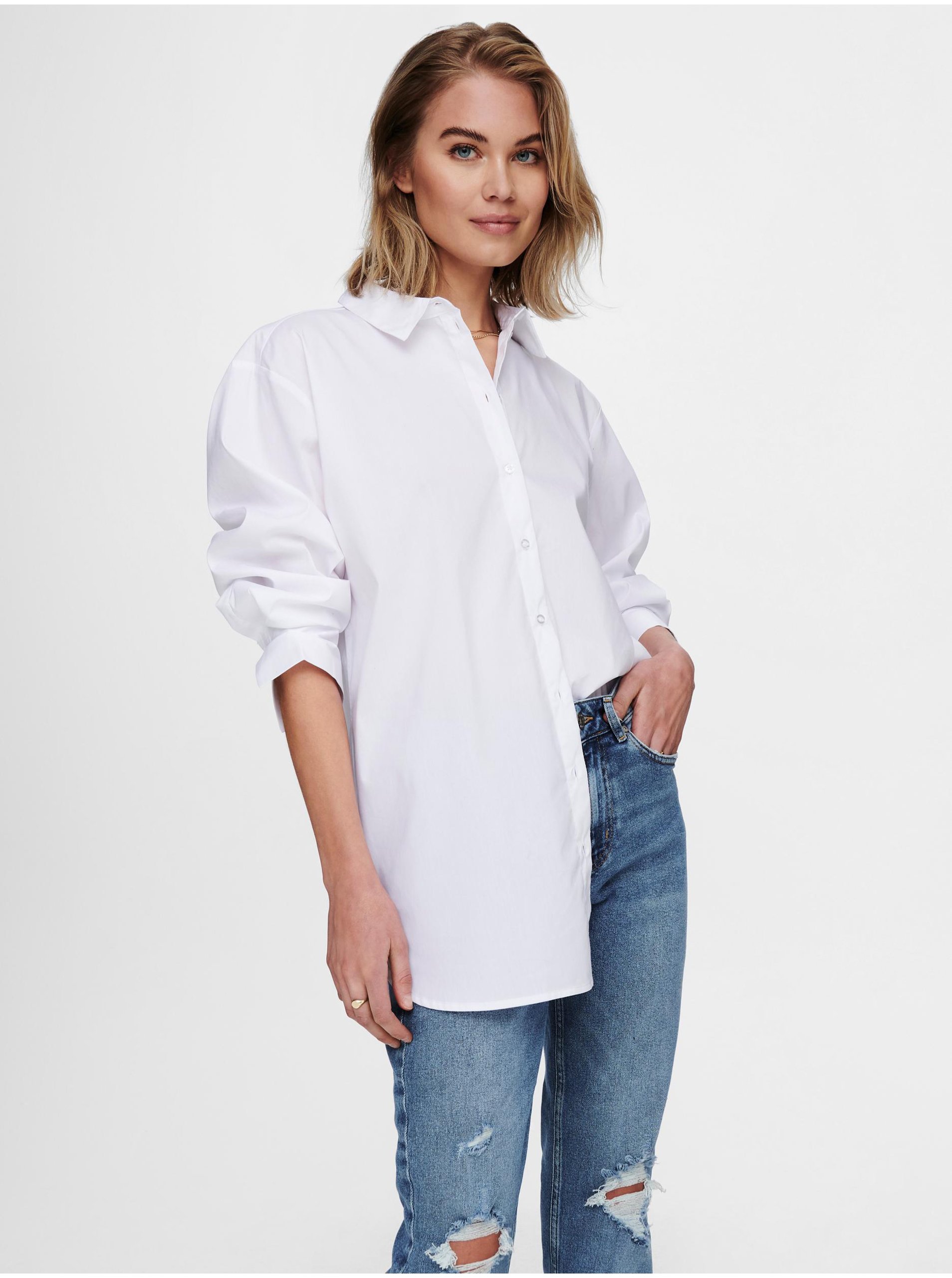 E-shop Biela voľná košeľa Jacqueline de Yong Mio