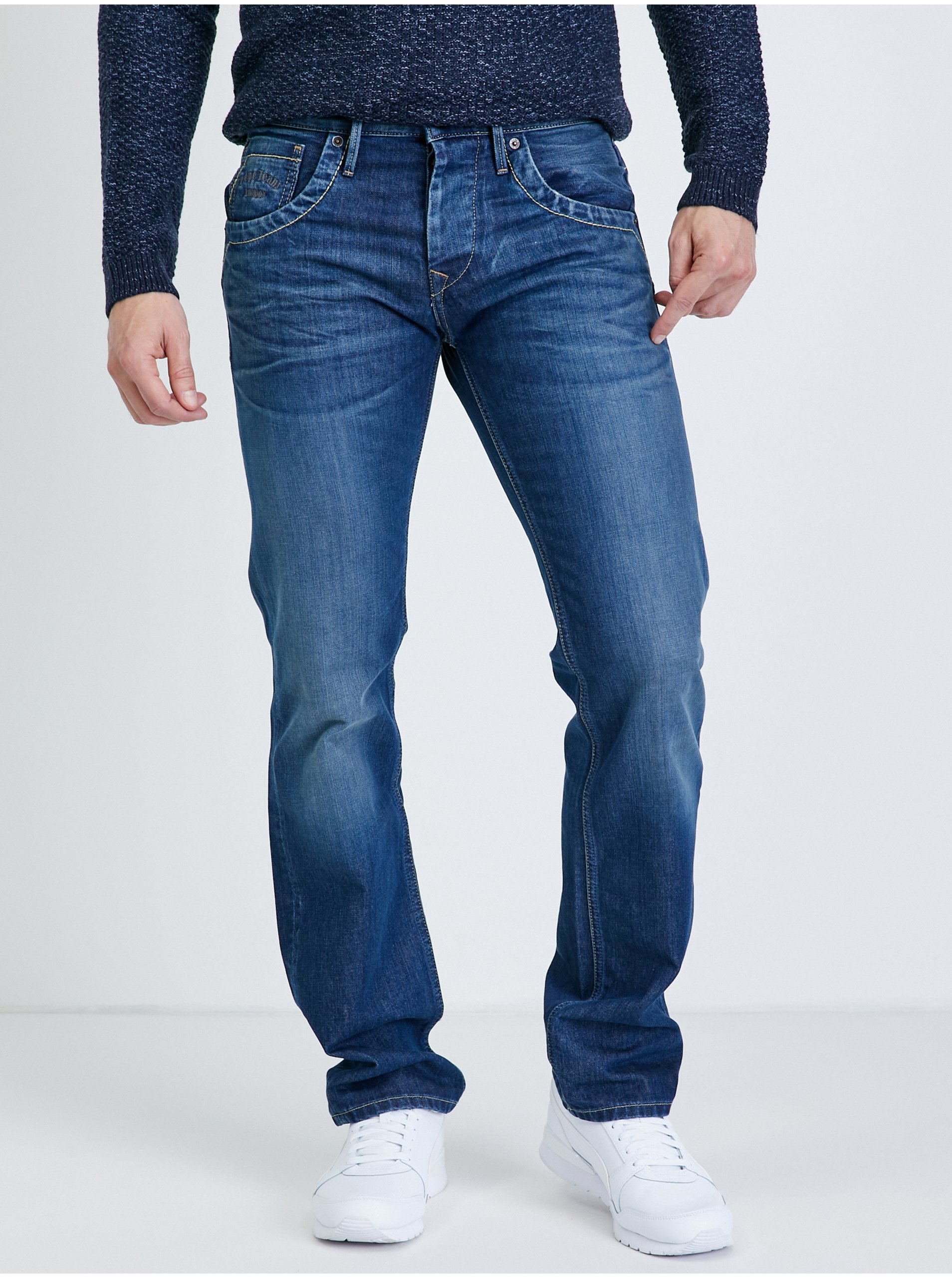 Levně Tmavě modré pánské straight fit džíny Pepe Jeans