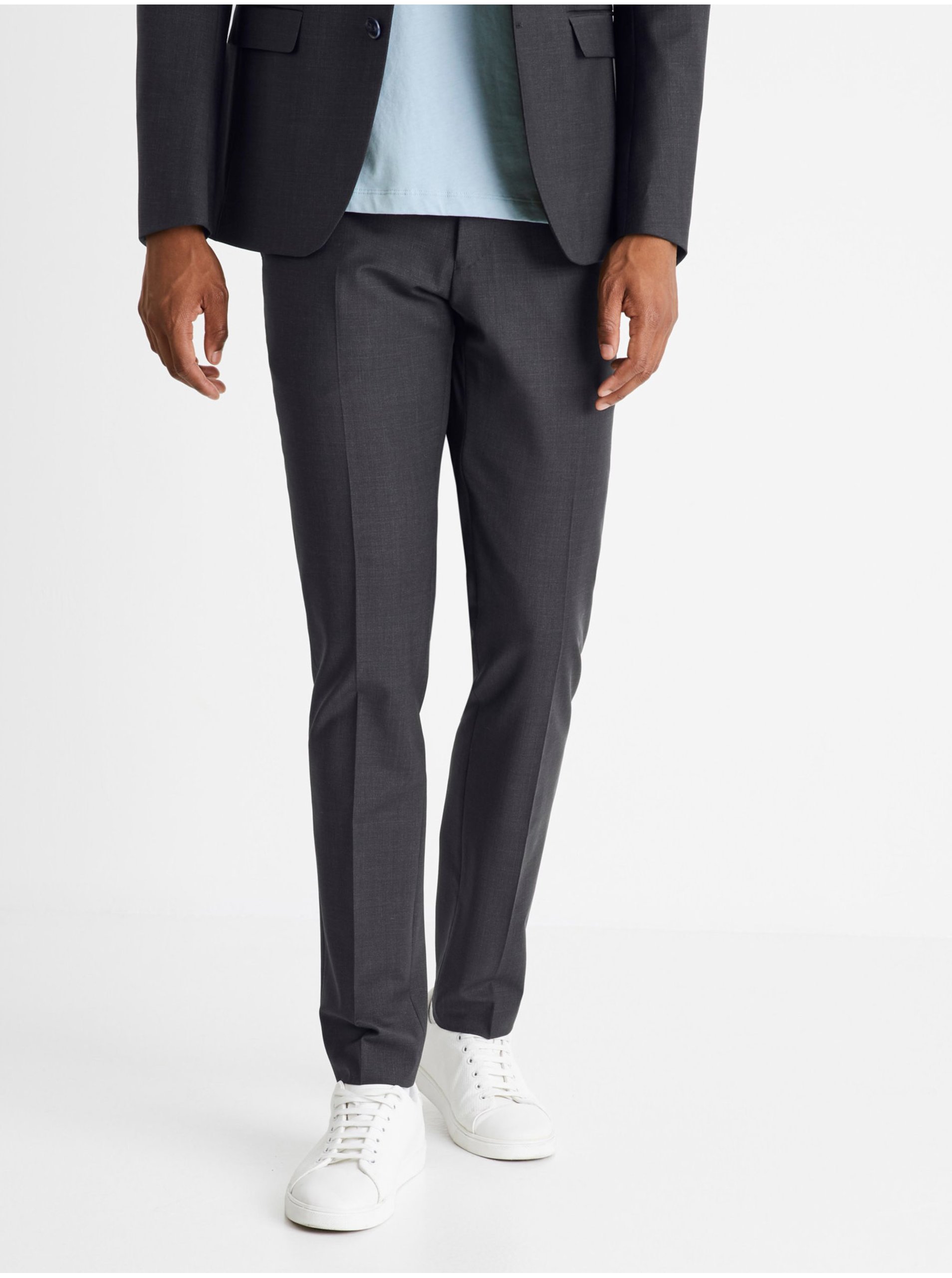 E-shop Tmavě šedé pánské formální kalhoty Celio Colexus