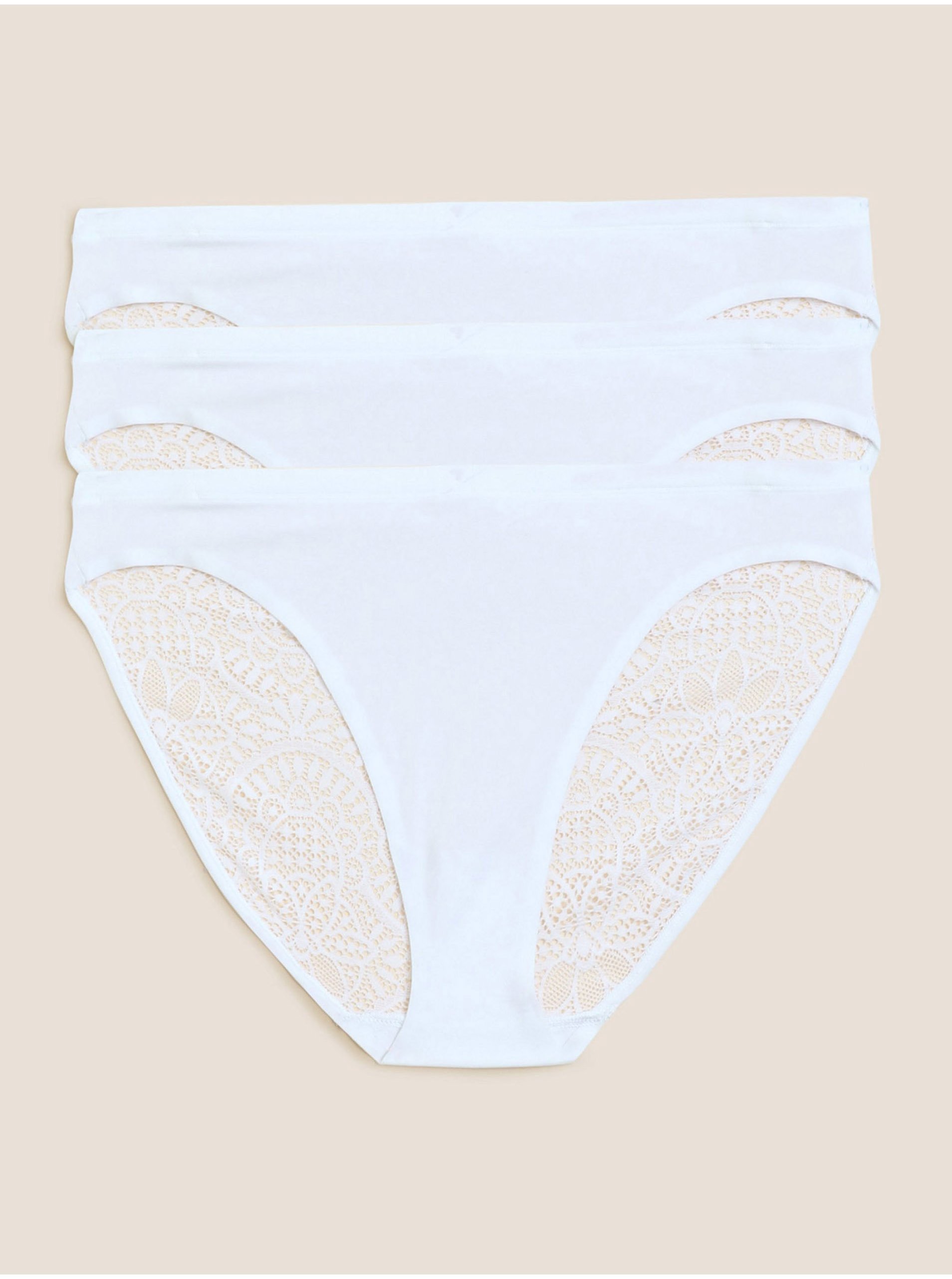 Levně Sada tří dámských bílých kalhotek Marks & Spencer