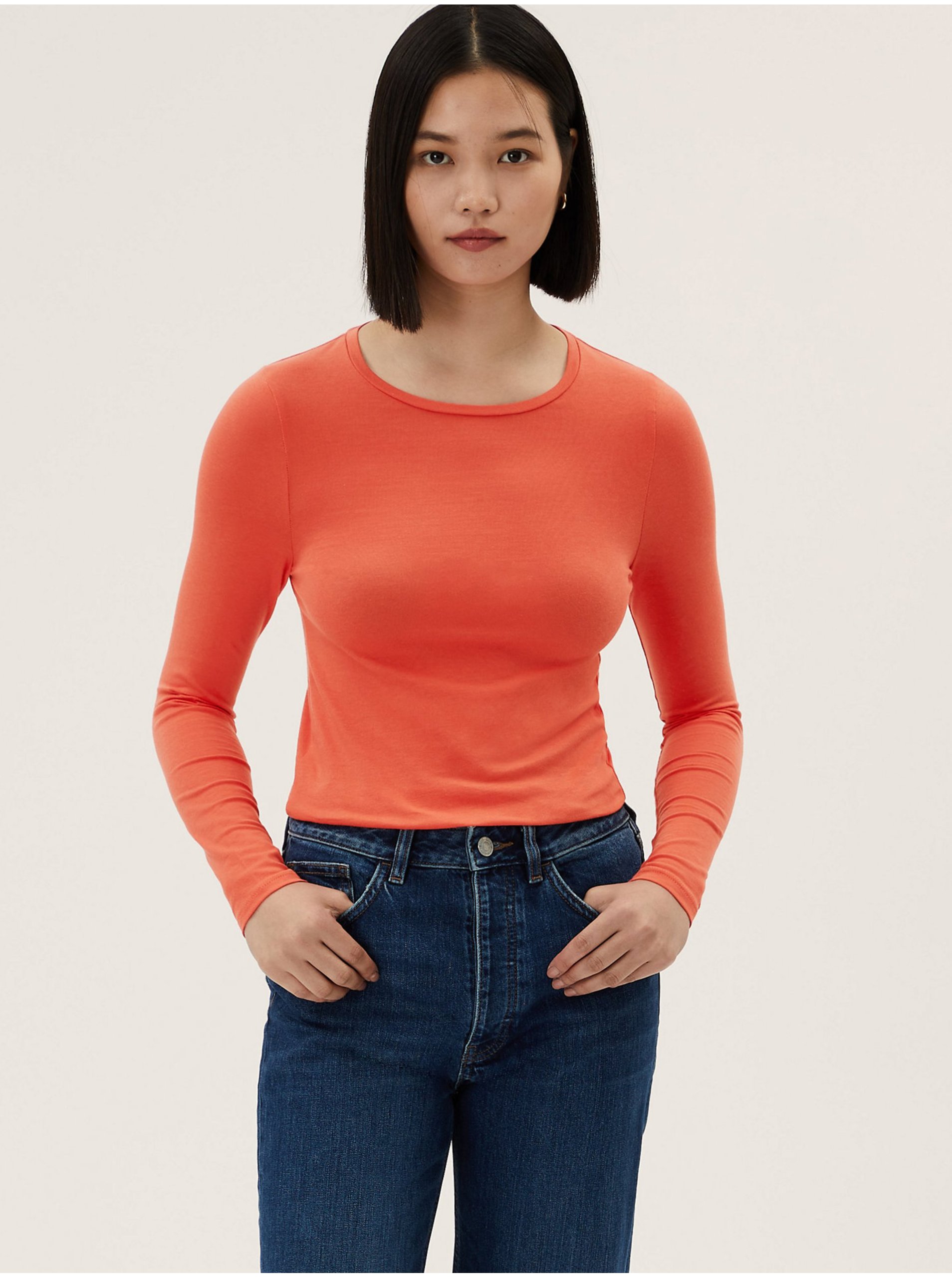 Lacno Basic tričká pre ženy Marks & Spencer - oranžová