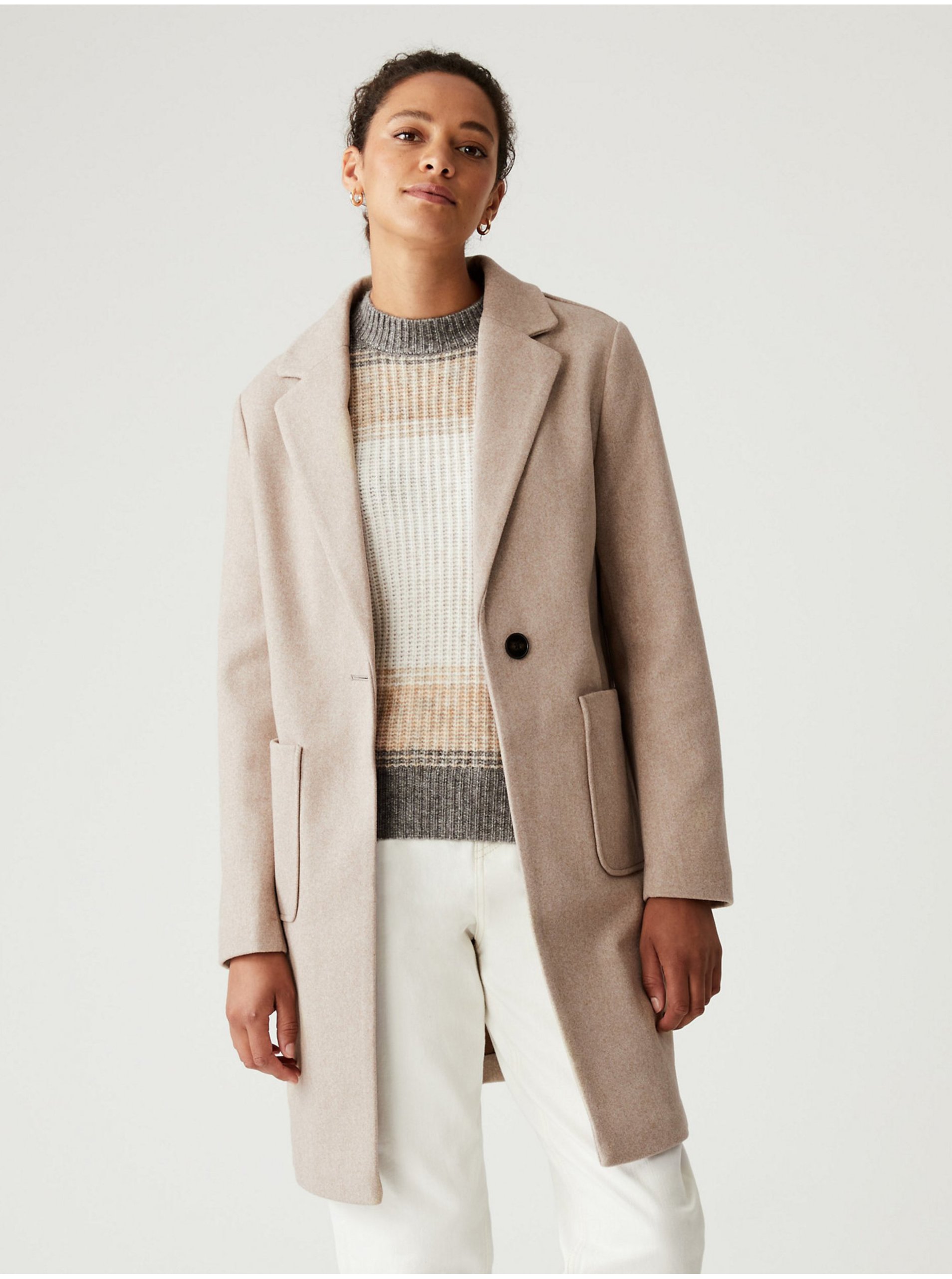 Levně Béžový dámský lehký kabát Marks & Spencer