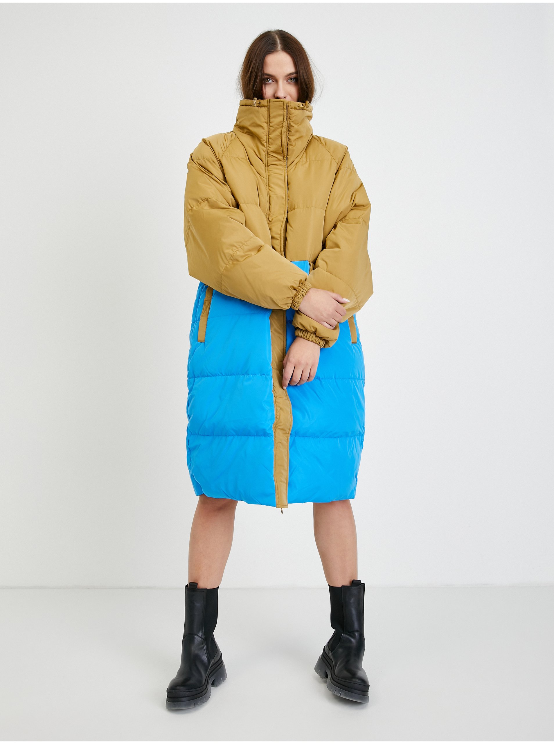 E-shop Modro-khaki dámský kabát ICHI