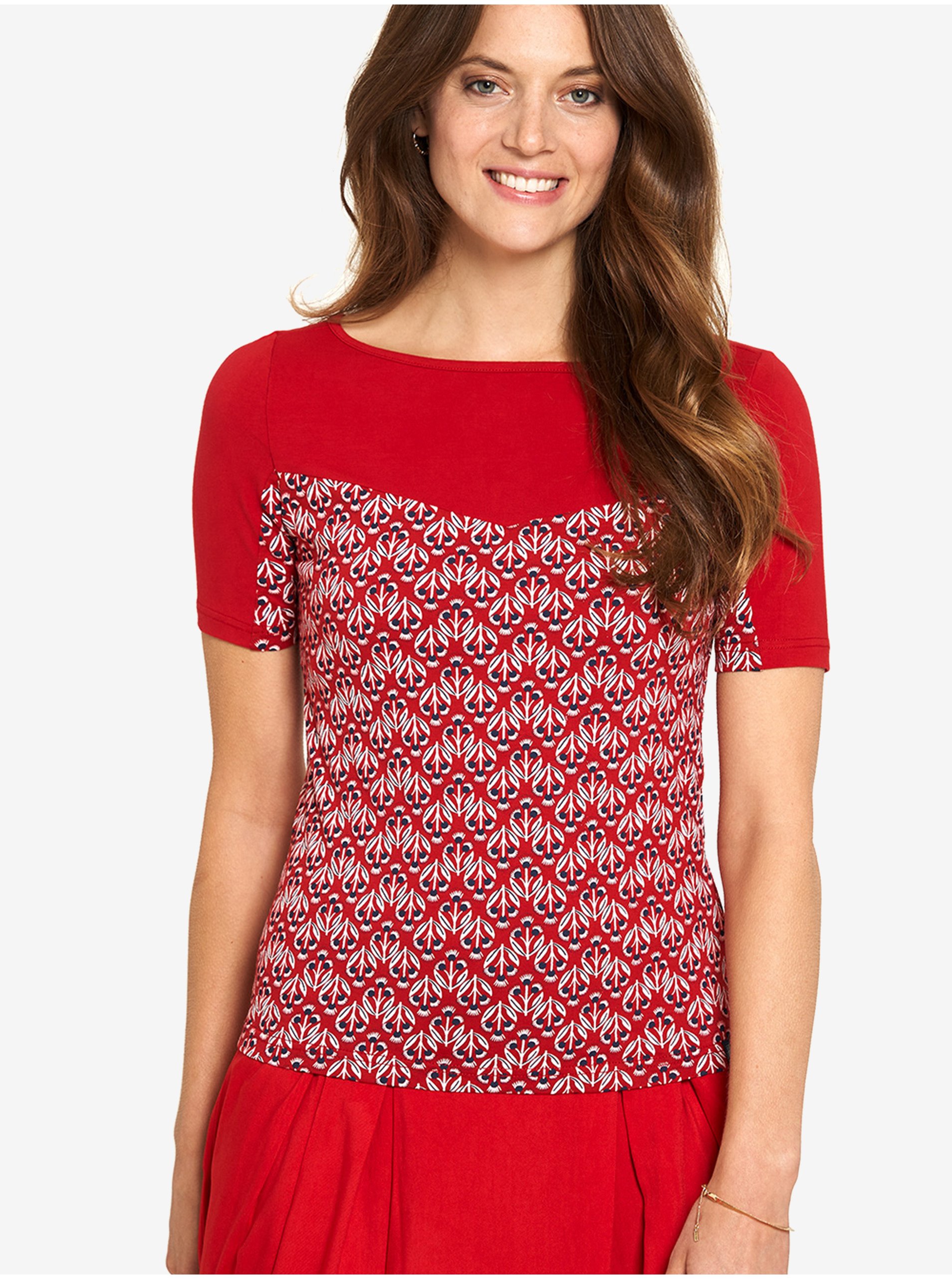 Lacno Červené vzorované tričko Tranquillo