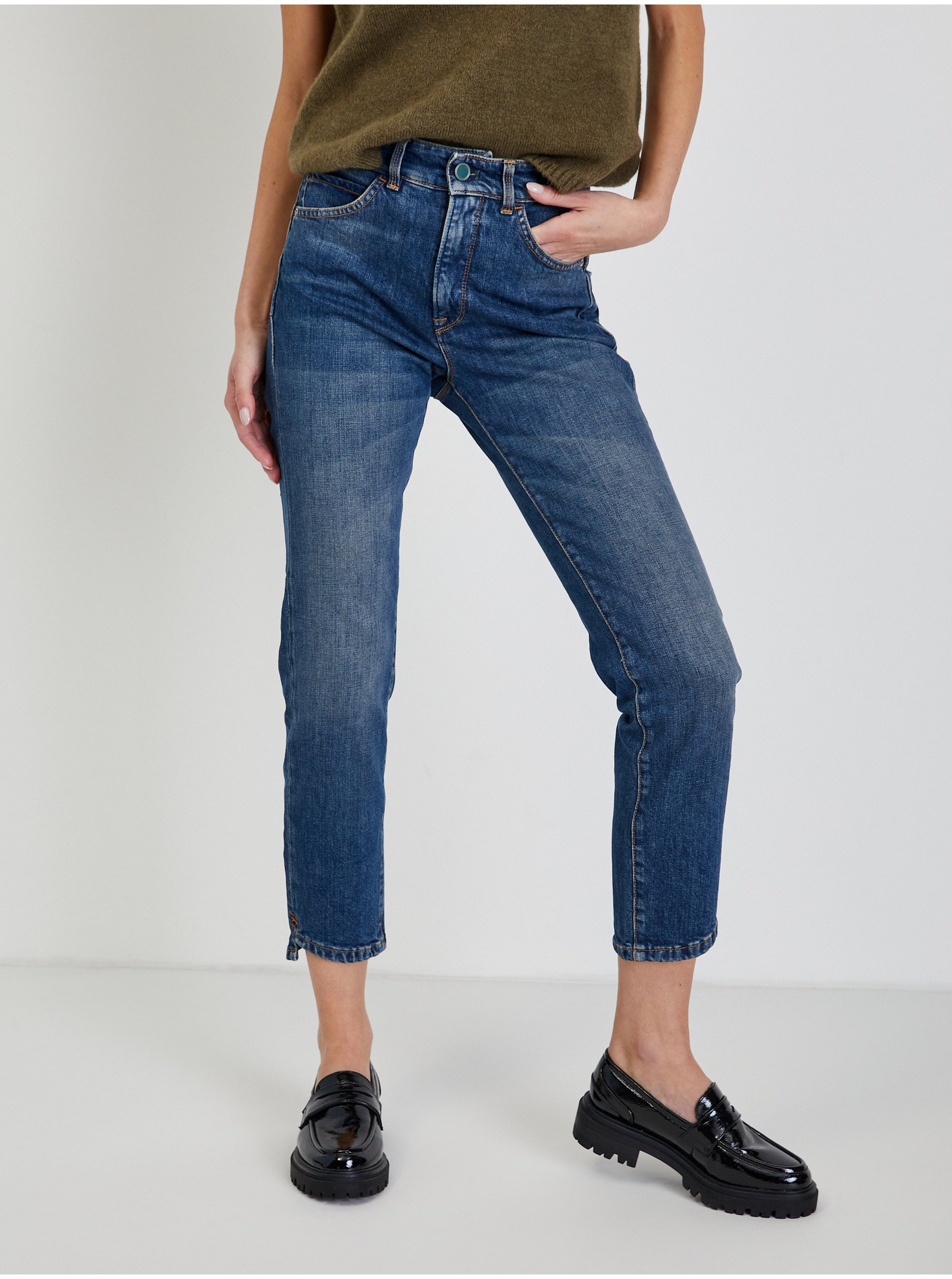 E-shop Modré zkrácené slim fit džíny Salsa Jeans Secret Glamour