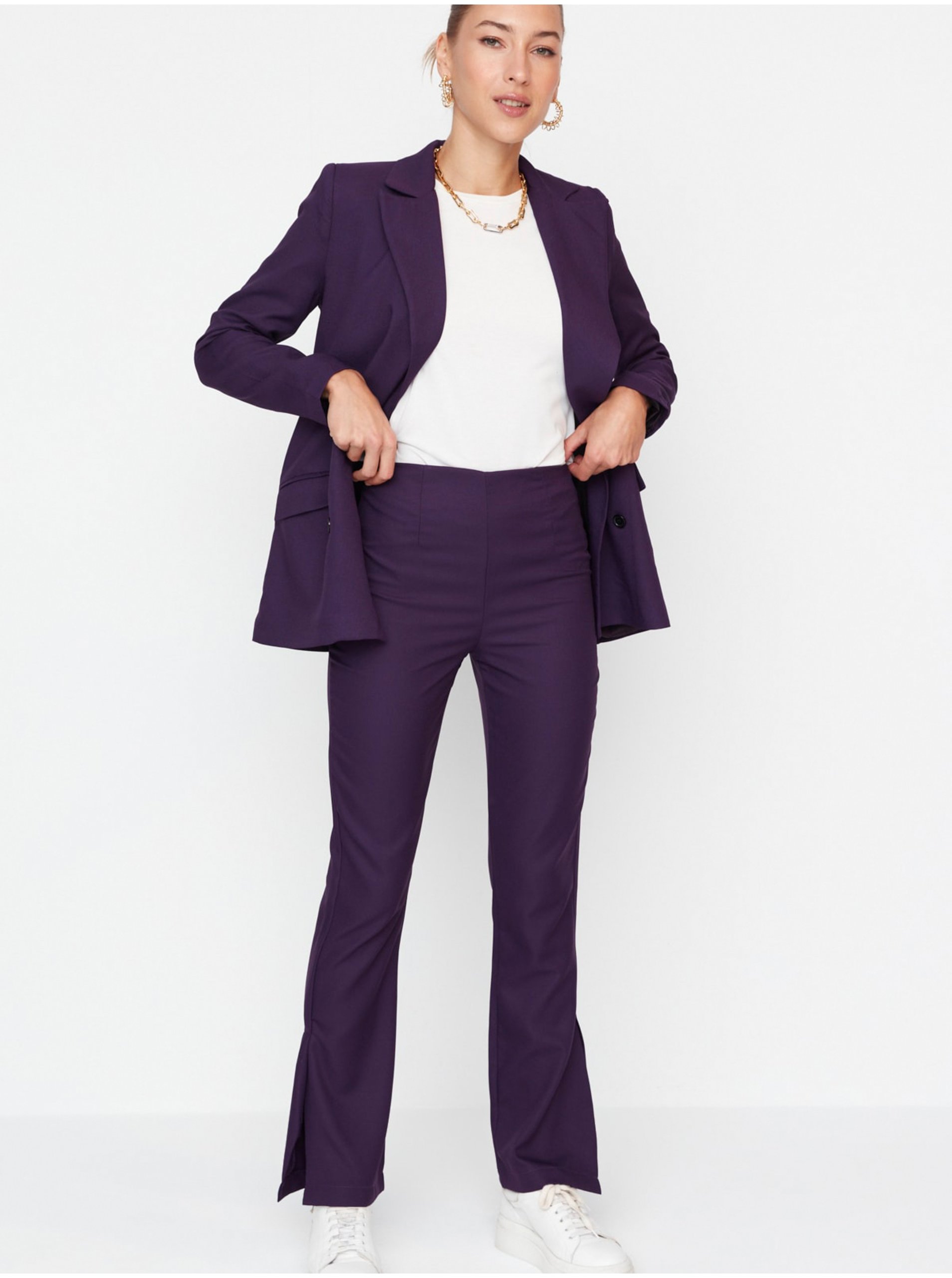 Lacno Elegantné nohavice pre ženy Trendyol - fialová
