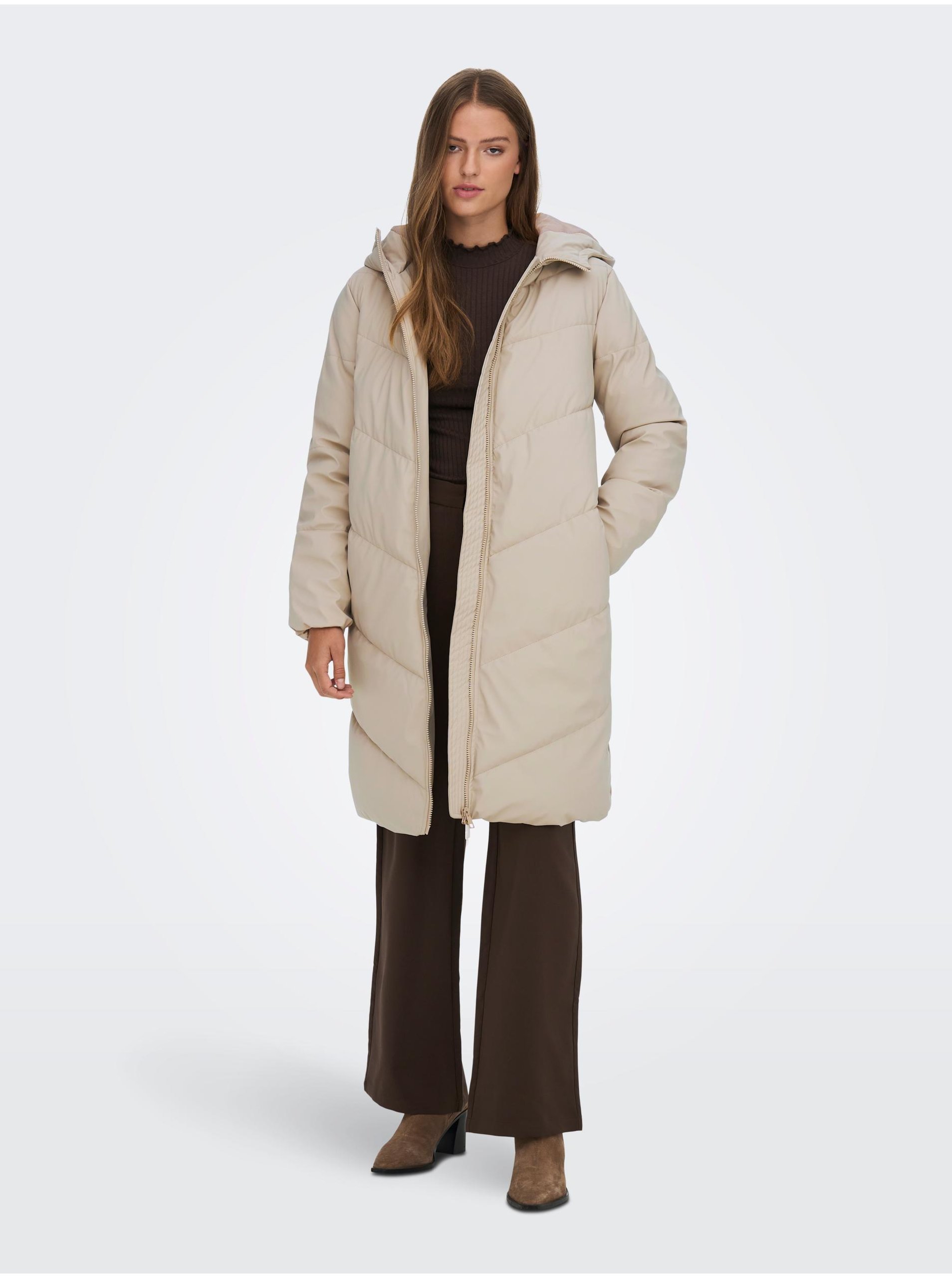 E-shop Béžový dámský zimní prošívaný kabát JDY Rikka
