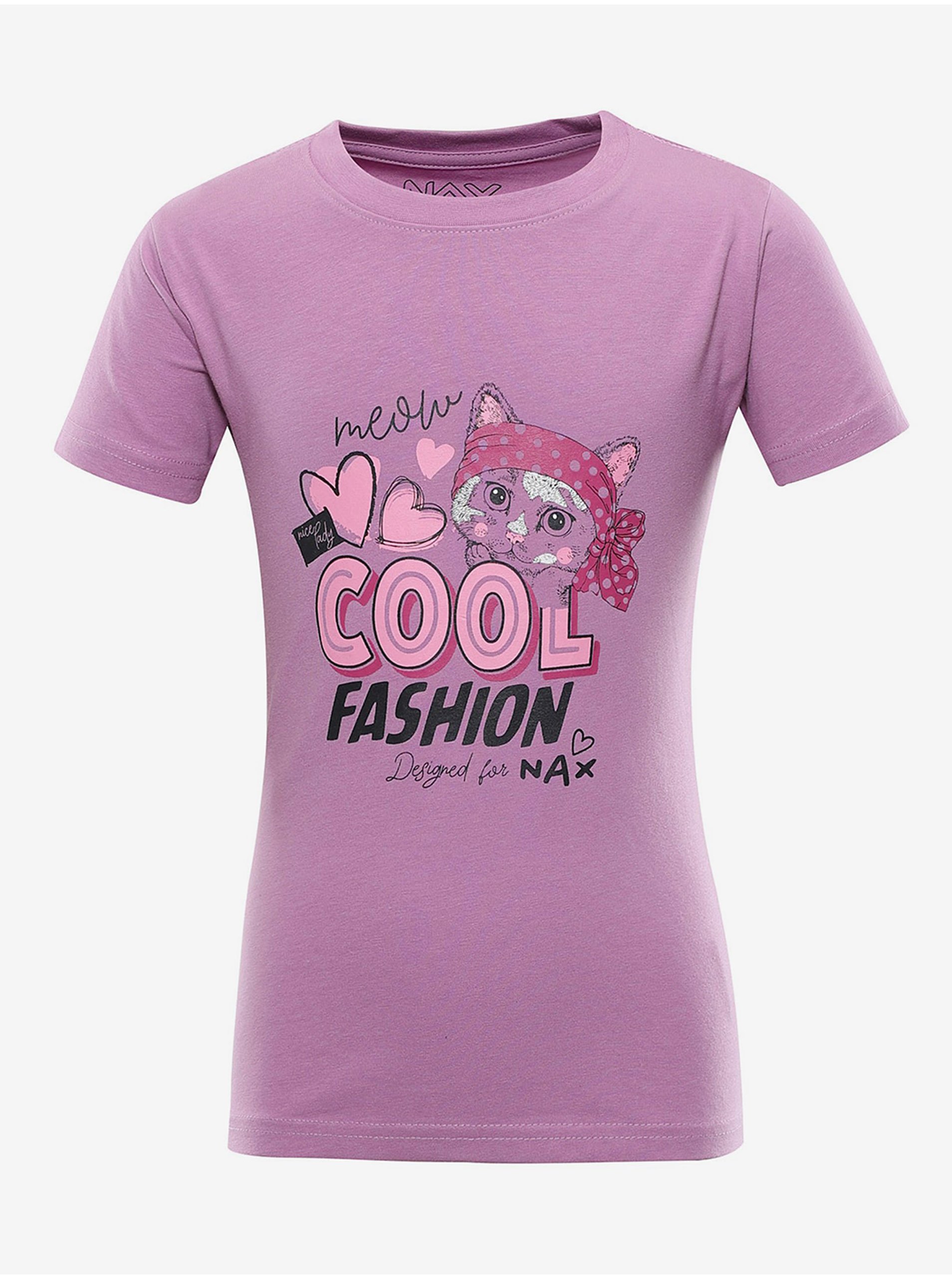 Lacno Fialové dievčenské tričko NAX Goreto